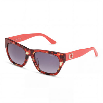 GUESS GU00203-H Gafas de sol contemporáneas para mujer de acetato Habana Rojo con protección UV, lentes degradadas ahumadas no polarizadas de 56 mm