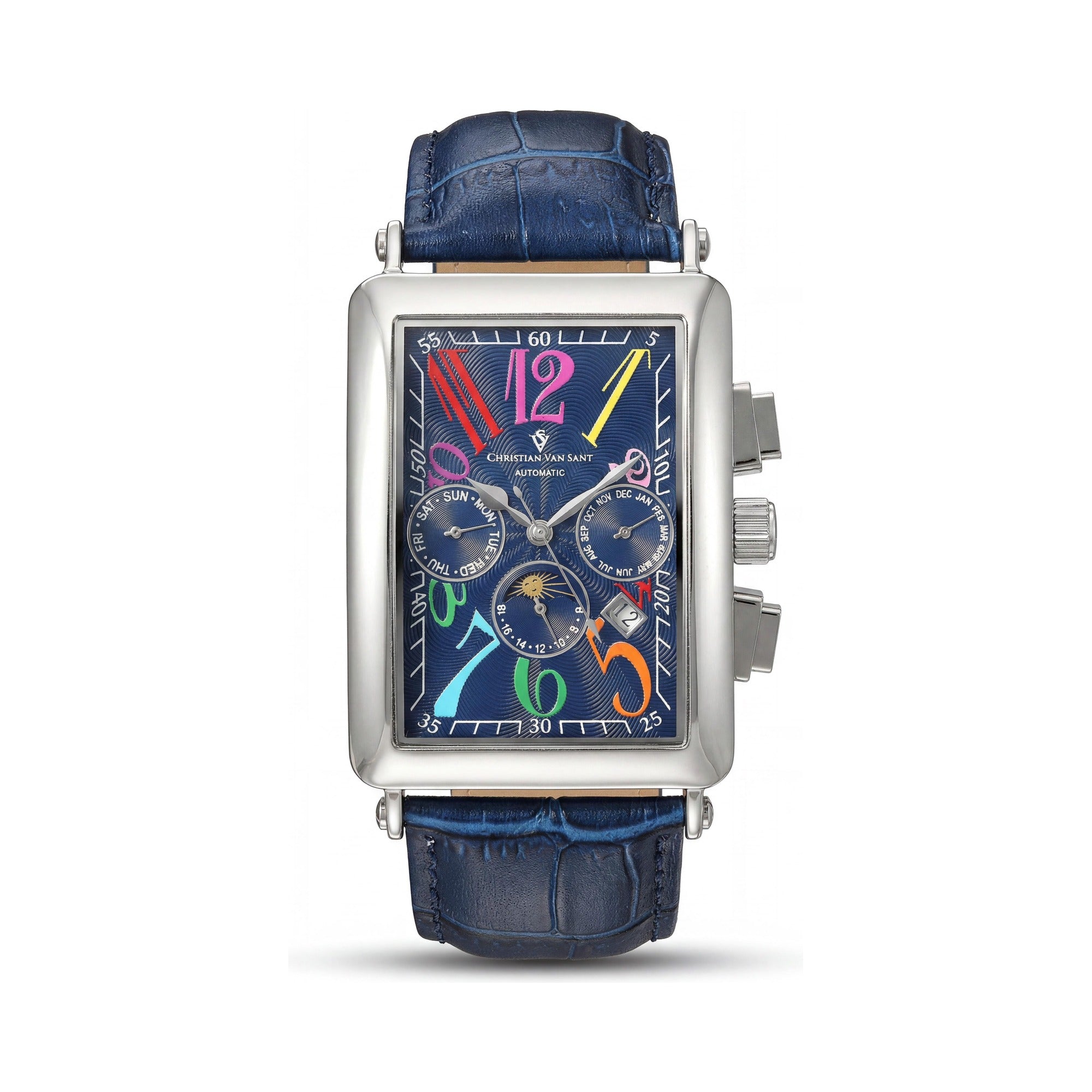 Reloj Christian Van Sant Prodigy automático de acero inoxidable para hombre con múltiples funciones y fase lunar, Photo 1