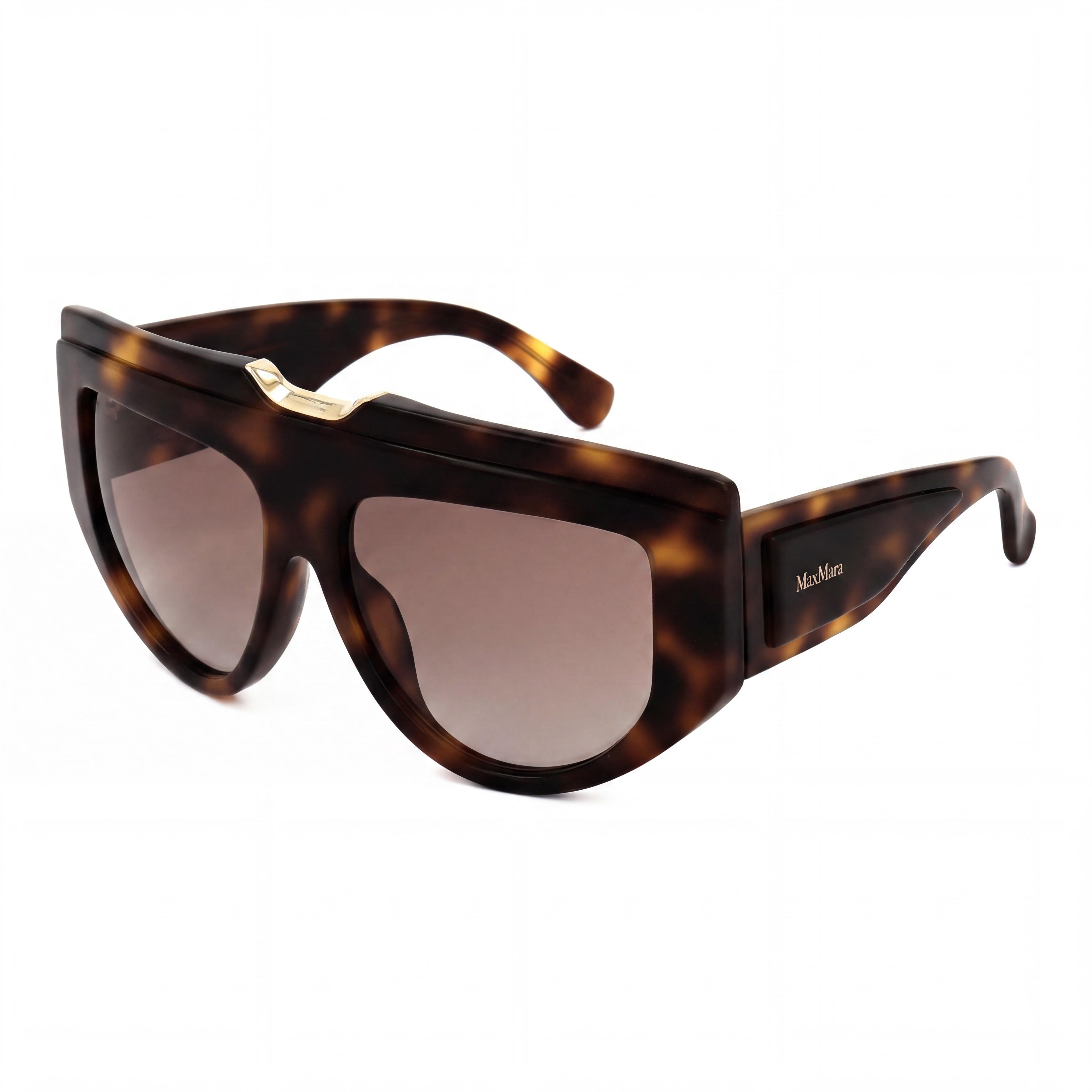 MaxMara Women's Sunglasses with Multicolor Stainless Steel Frame and Brown Acetate Lenses, Photo 1