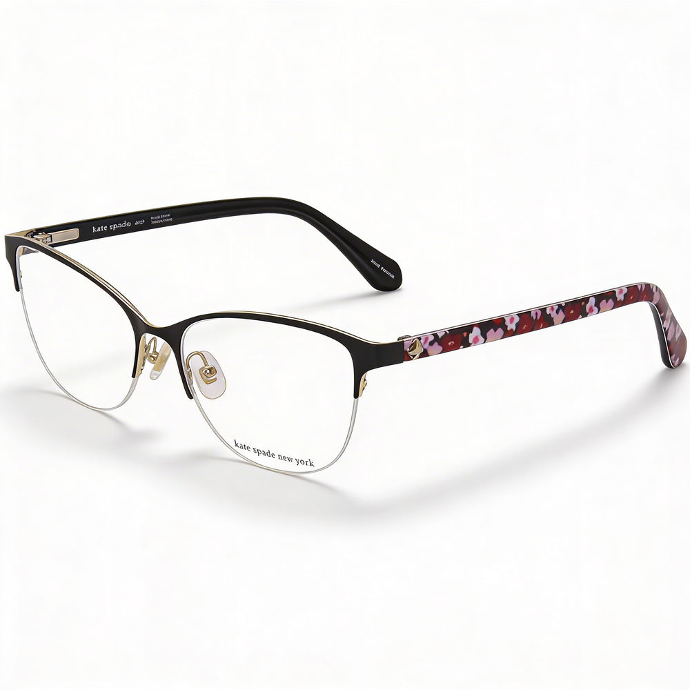 kate spade new york Adalina Women's Black Gold Alloy Steel Semi-Rim Cat Eye Eyeglasses 53mm