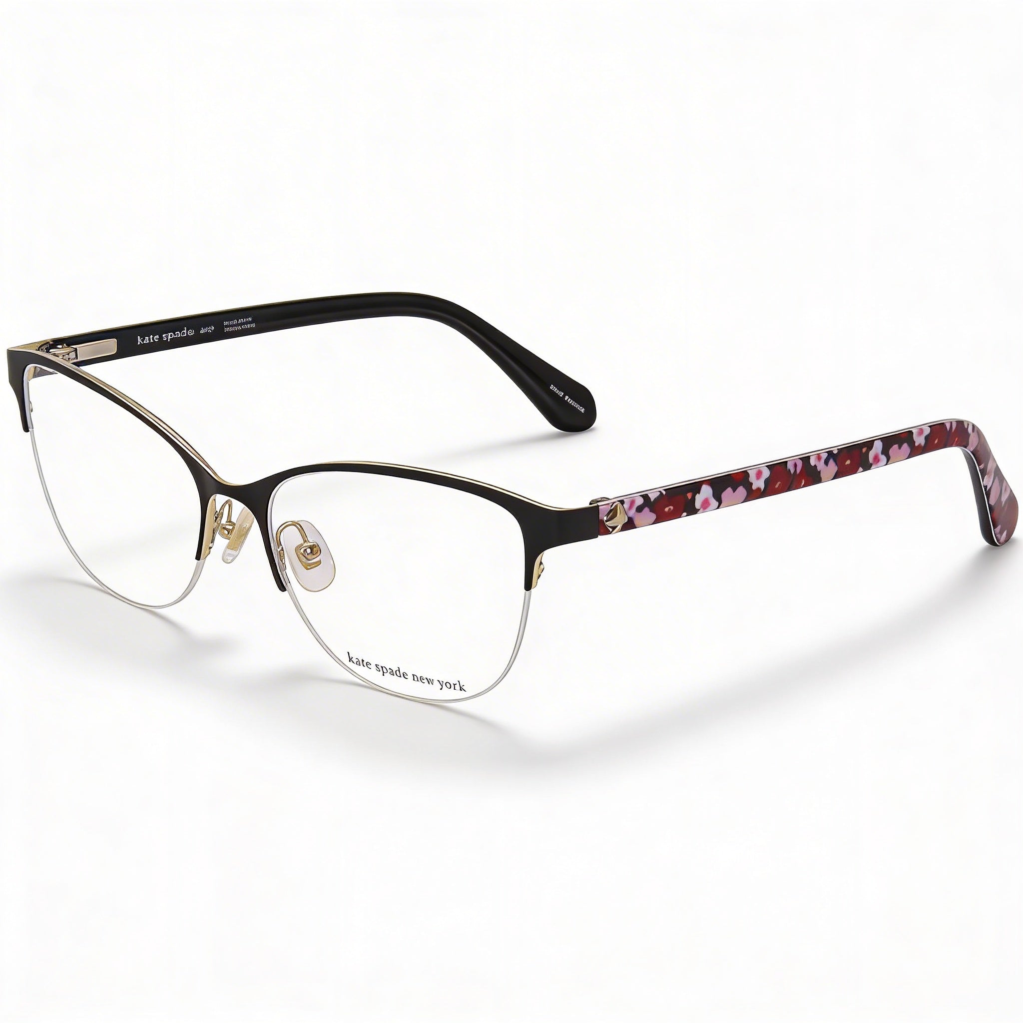 kate spade new york Adalina Women's Black Gold Alloy Steel Semi-Rim Cat Eye Eyeglasses 53mm, Photo 1
