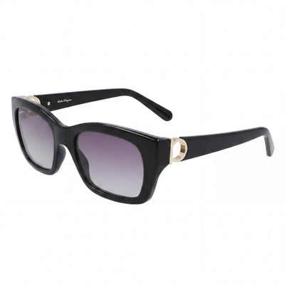 Gafas de sol Salvatore Ferragamo SF1012S contemporáneas para mujer, color negro, inyectado biológico, con lentes grises protegidos contra los rayos UV, 53 mm