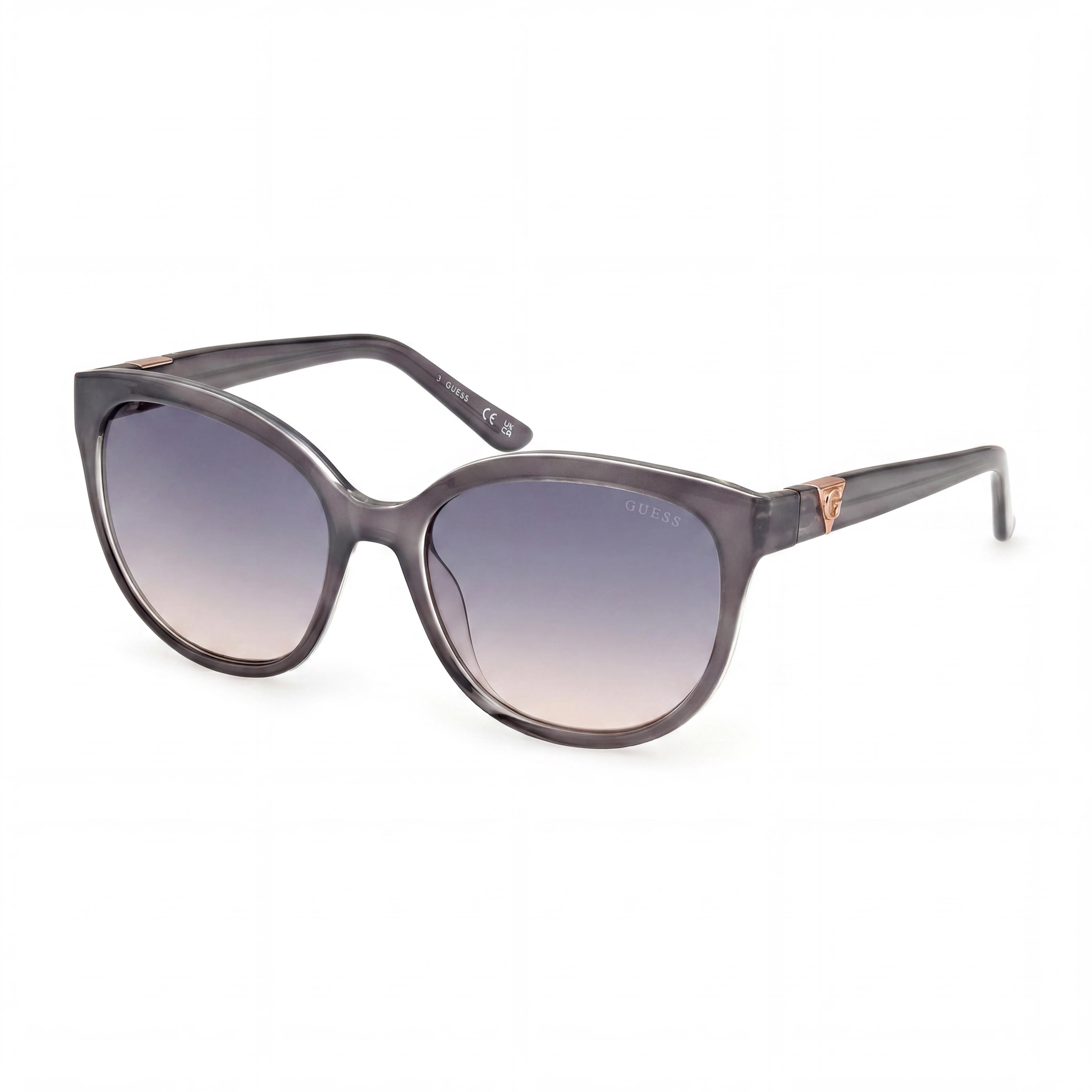 GUESS Modern Women's Grey Injected Cat-Eye UV Protected Sunglasses with Grey Gradient Lenses 56mm, Photo 1