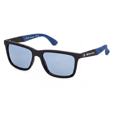 BMW MOTORSPORT Injected Sun Glasses Men's Matte Black Frame Smoke Polarized Lenses with UV Protection 57mm