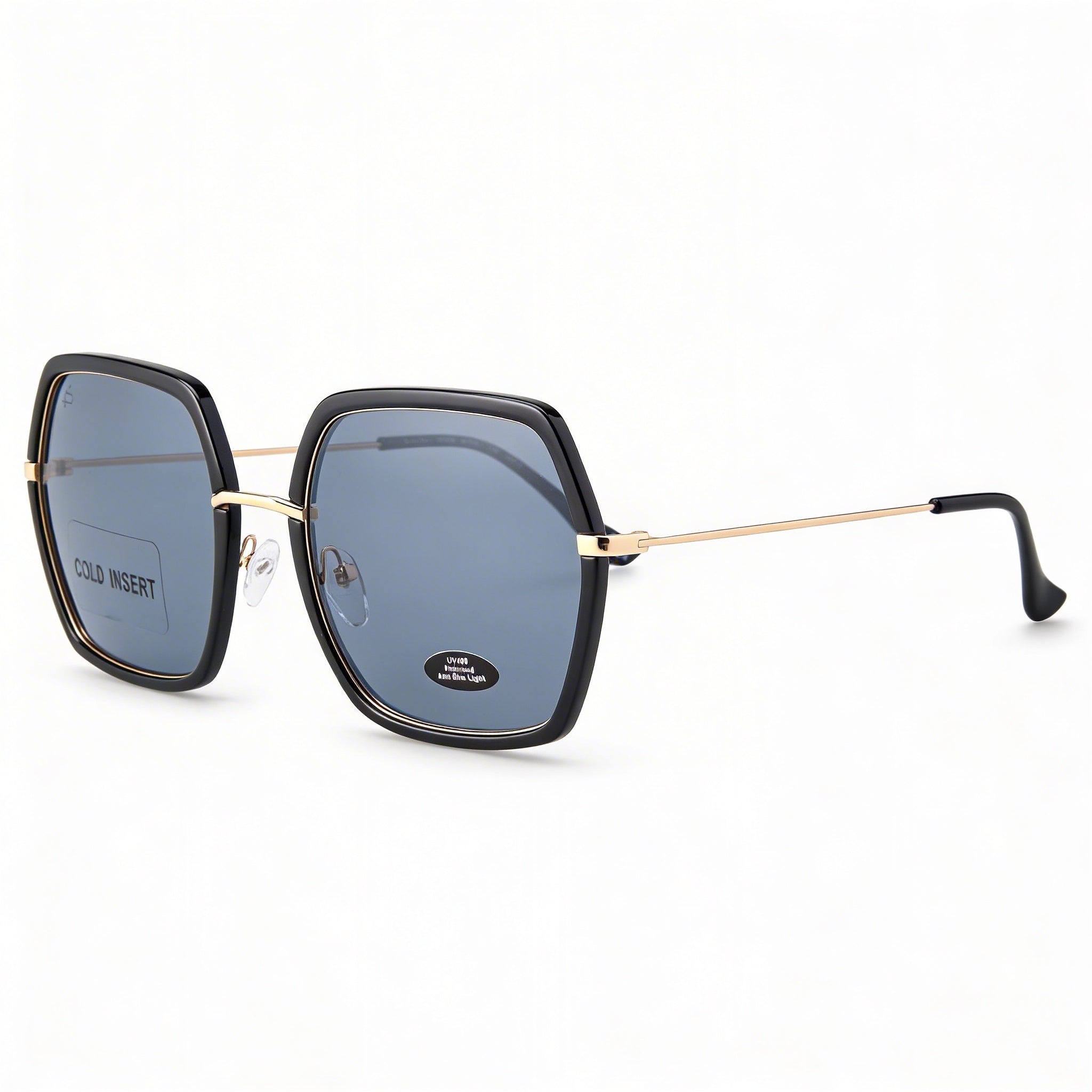 PRIVÉ REVAUX No Concept Gafas de Sol Cuadradas Unisex de Acero Inoxidable Negras con Protección UV Gris 57 mm, Photo 1