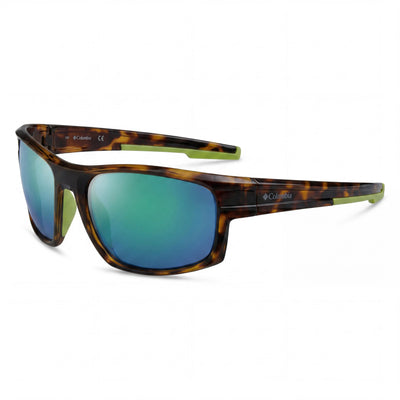 Columbia C533sp Mountainshyre Men's Matte Dark Tortoise Green Flash Mirror Sunglasses 63mm