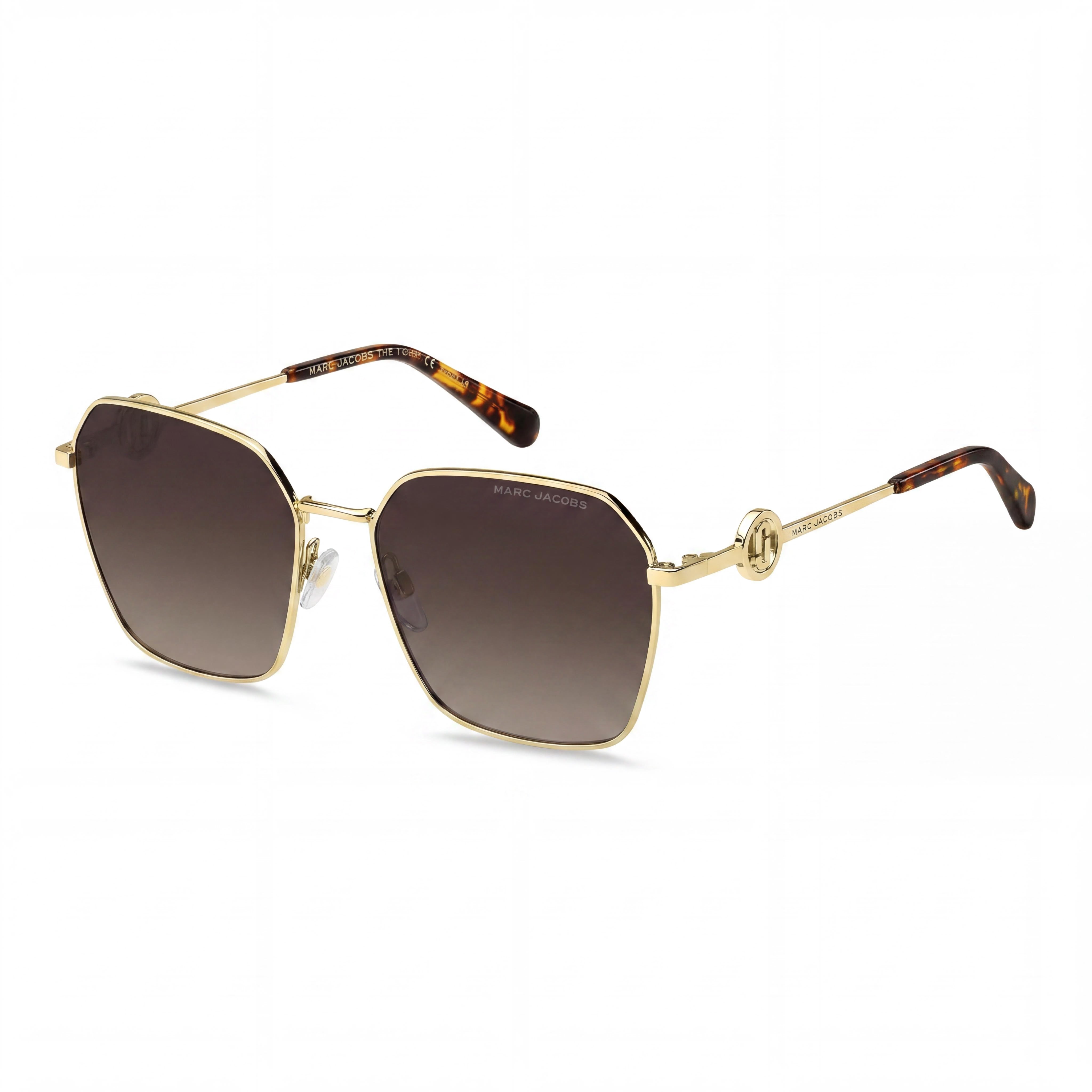 Marc Jacobs MARC 729/S Women's Casual Square Metal Sunglasses, Gold Havana Frame, Brown Shaded Polycarbonate Lens, 58mm, Photo 1
