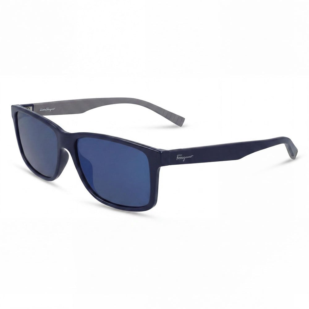 Salvatore Ferragamo Classic Women's Plastic Blue Grey Frame Non-Polarized UV Protection 57mm Sunglasses