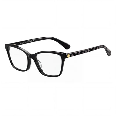 kate spade new york Cailye Gafas ópticas de montura de plástico de patrón rectangular negro para mujer 53-18-140