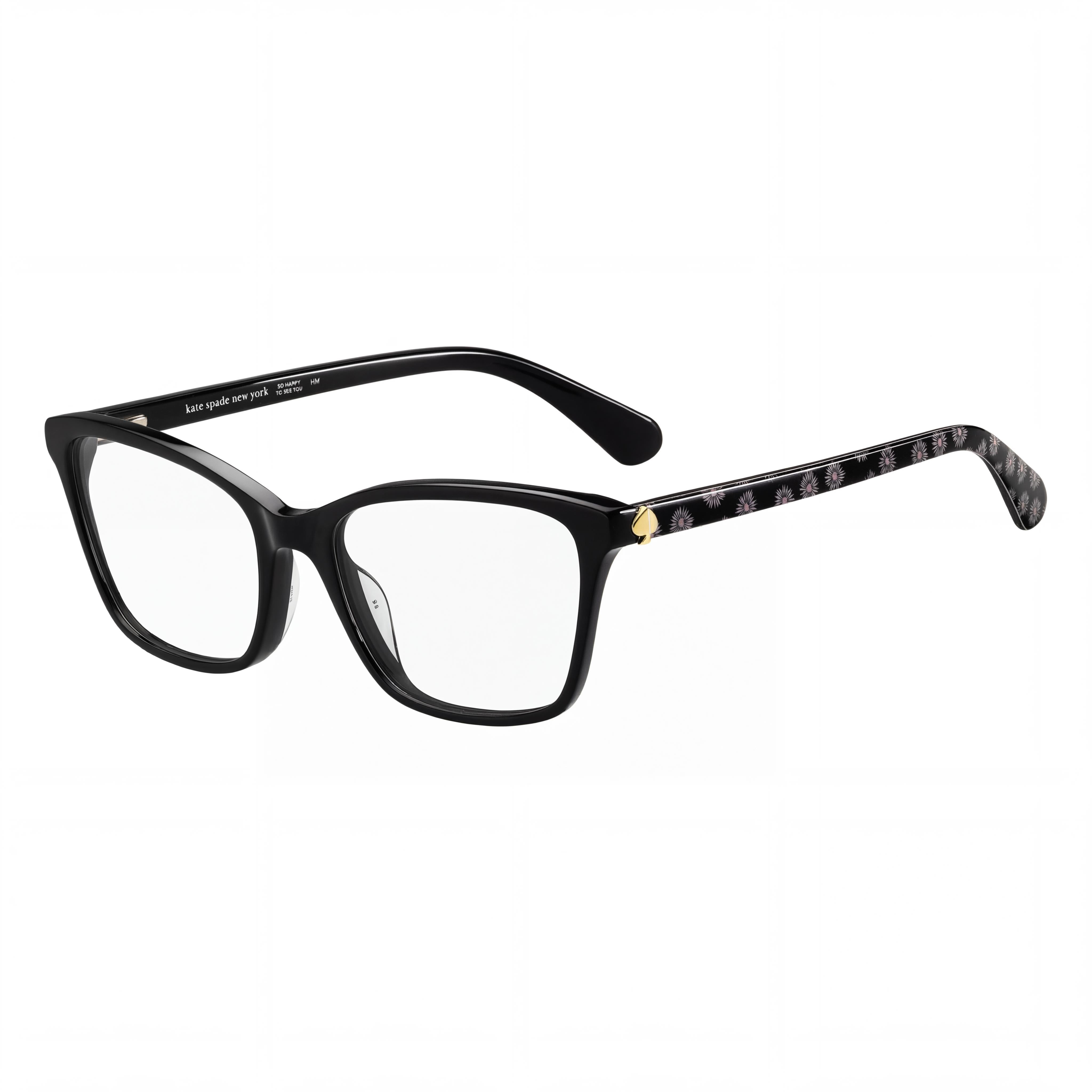 kate spade new york Cailye Gafas ópticas de montura de plástico de patrón rectangular negro para mujer 53-18-140, Photo 1