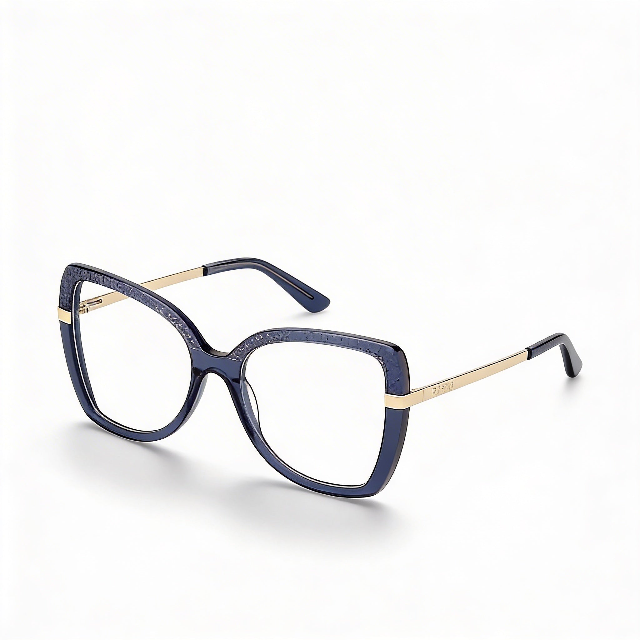 GUESS Gu50245 Women's Plastic Frame Eyewear with Shiny Blue Pale Gold Frame, 54mm Lens Width, Photo 1