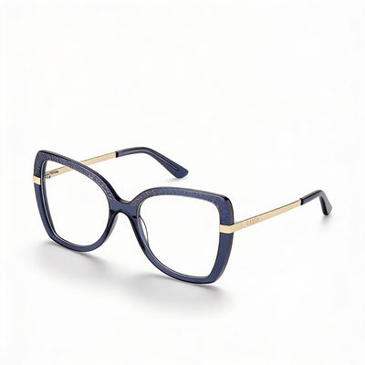 GUESS Gu50245 Women's Plastic Frame Eyewear with Shiny Blue Pale Gold Frame, 54mm Lens Width