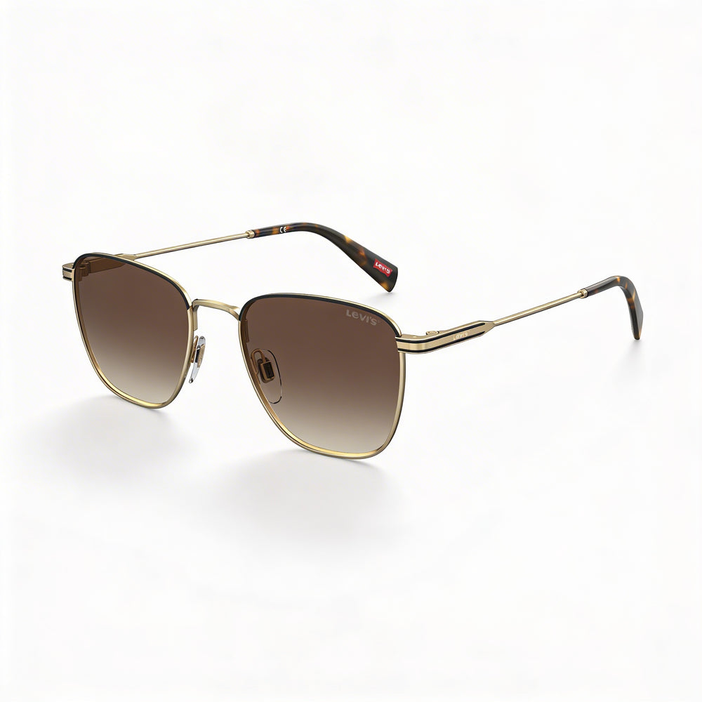 Levi's Lv 1016/S Unisex Rectangular Stainless Steel Gold Brown Gradient Frame Brown Gradient Lenses 52mm UV Protection