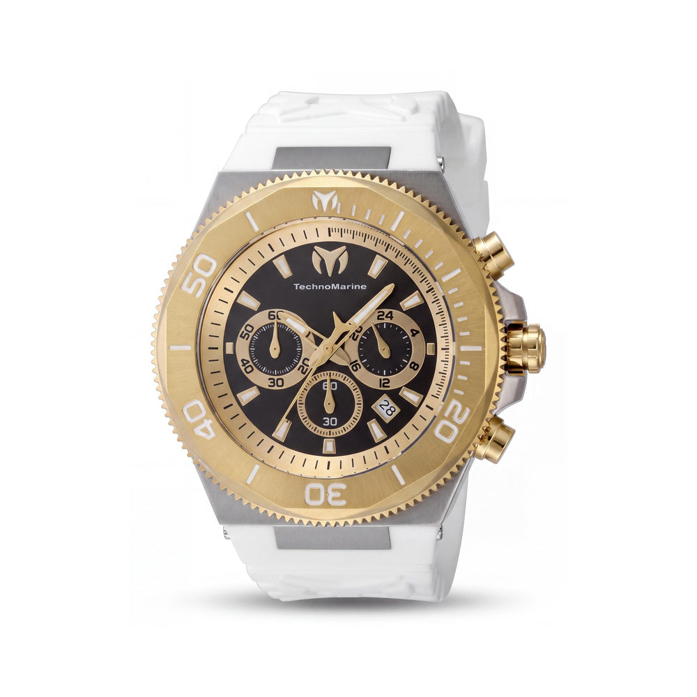 Technomarine Manta - Reloj cronógrafo para hombre Ocean TM-224019, acero inoxidable plateado, esfera negra, 49 mm