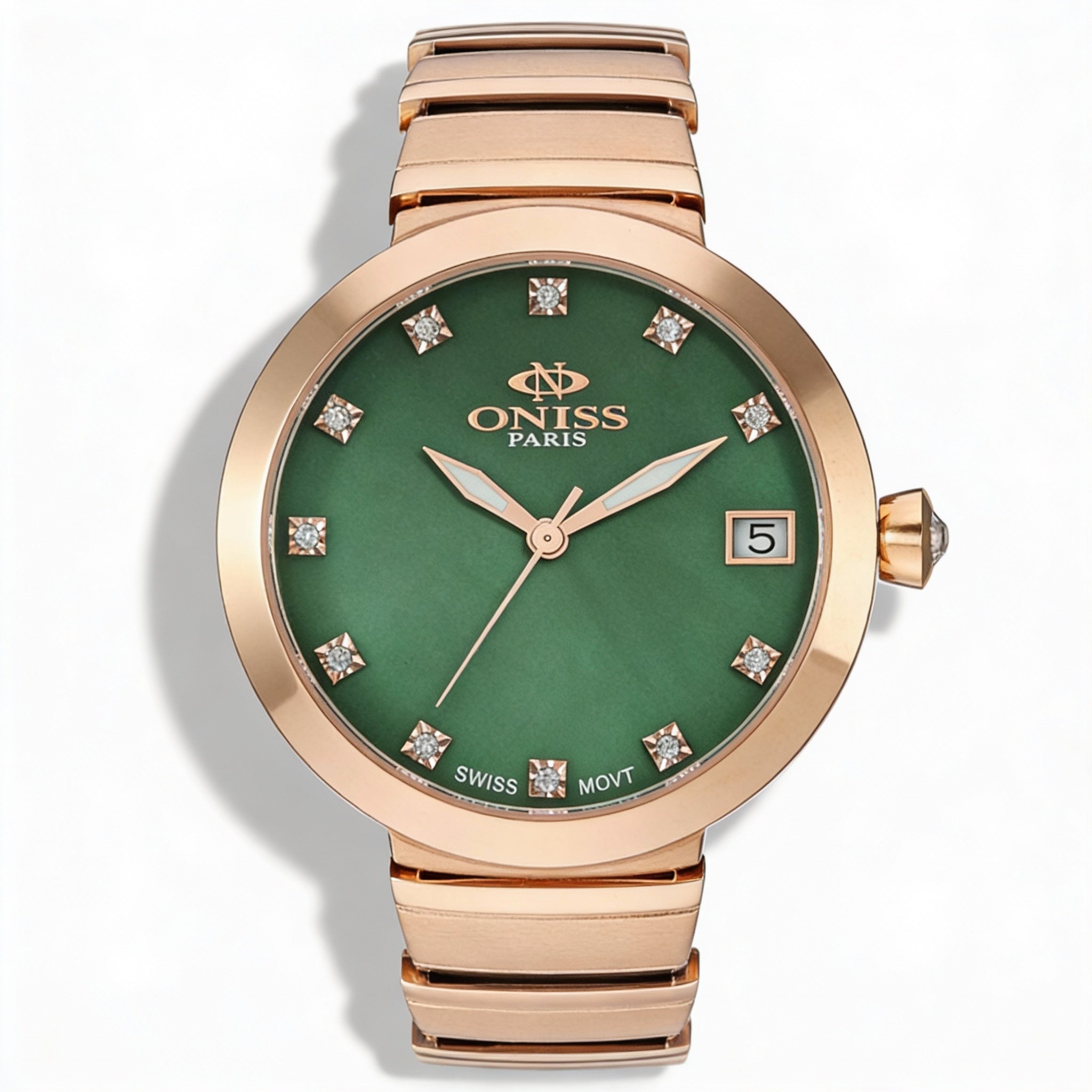 Reloj de cuarzo suizo para mujer Oniss ON5559-30_RGGN con esfera de nácar rosa y verde, caja de 33 mm, Photo 1