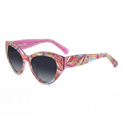 kate spade new york PAISLEIGH/S Women's Pattern Pink Acetate Cat Eye Dark Grey Shaded Gradient Sunglasses 55mm