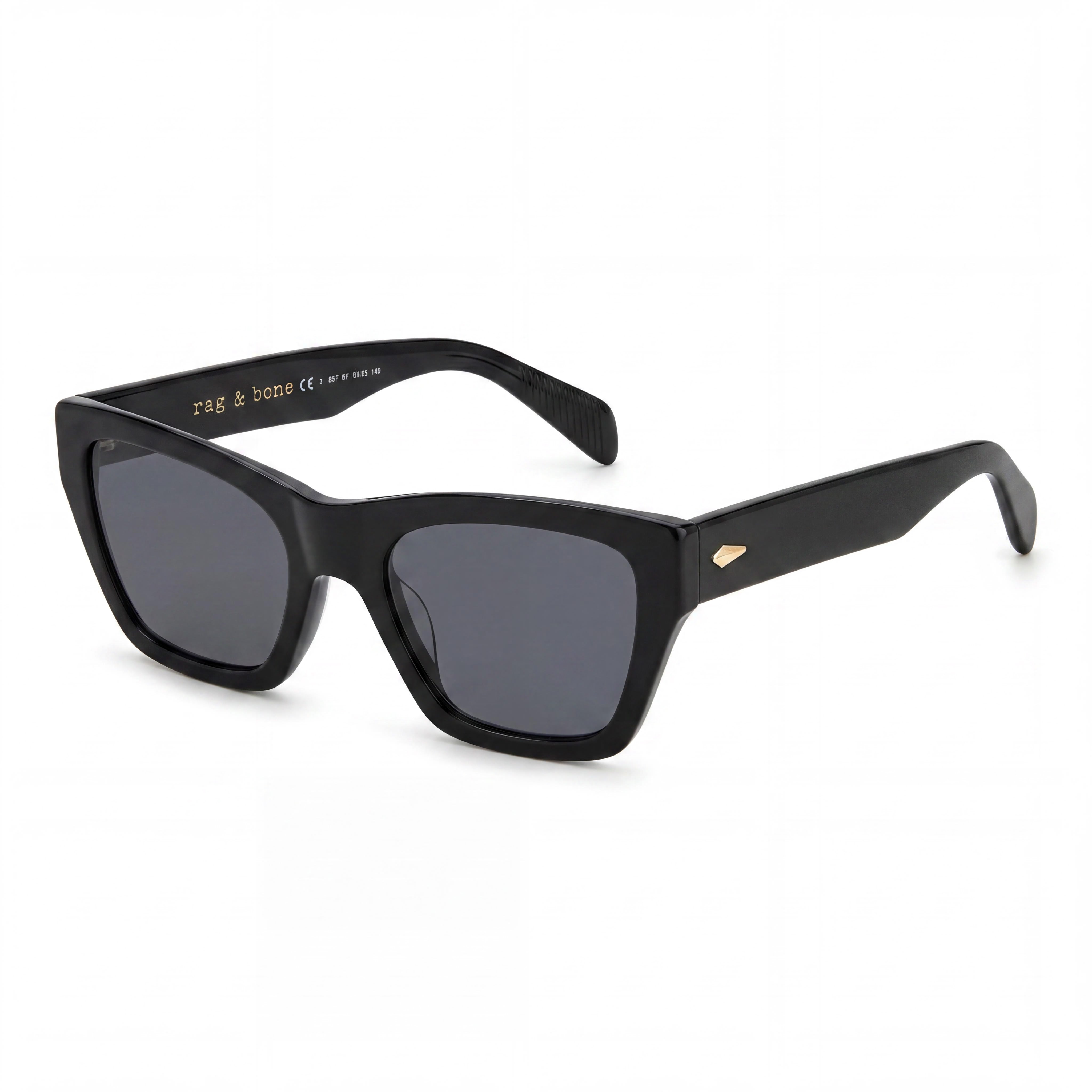 Gafas de sol clásicas Rag &amp; Bone para mujer con montura de PMMA ecológico negro, protección UV y ancho de lente de 54 mm., Photo 1