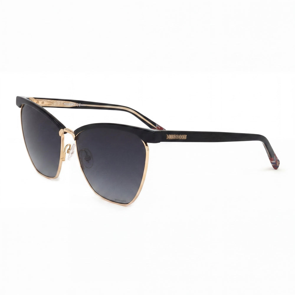 Gafas de sol M Missoni para mujer, montura metálica con degradado negro y dorado, cuadradas, con protección UV, 60 mm