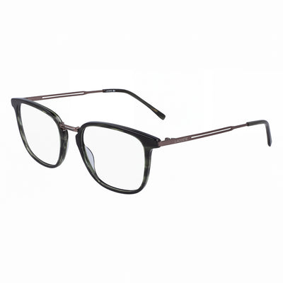 Lacoste Casual Men's Havana Frame with Transparent Plastic Lenses Ophthalmic Eyeglasses 52mm Lens Width
