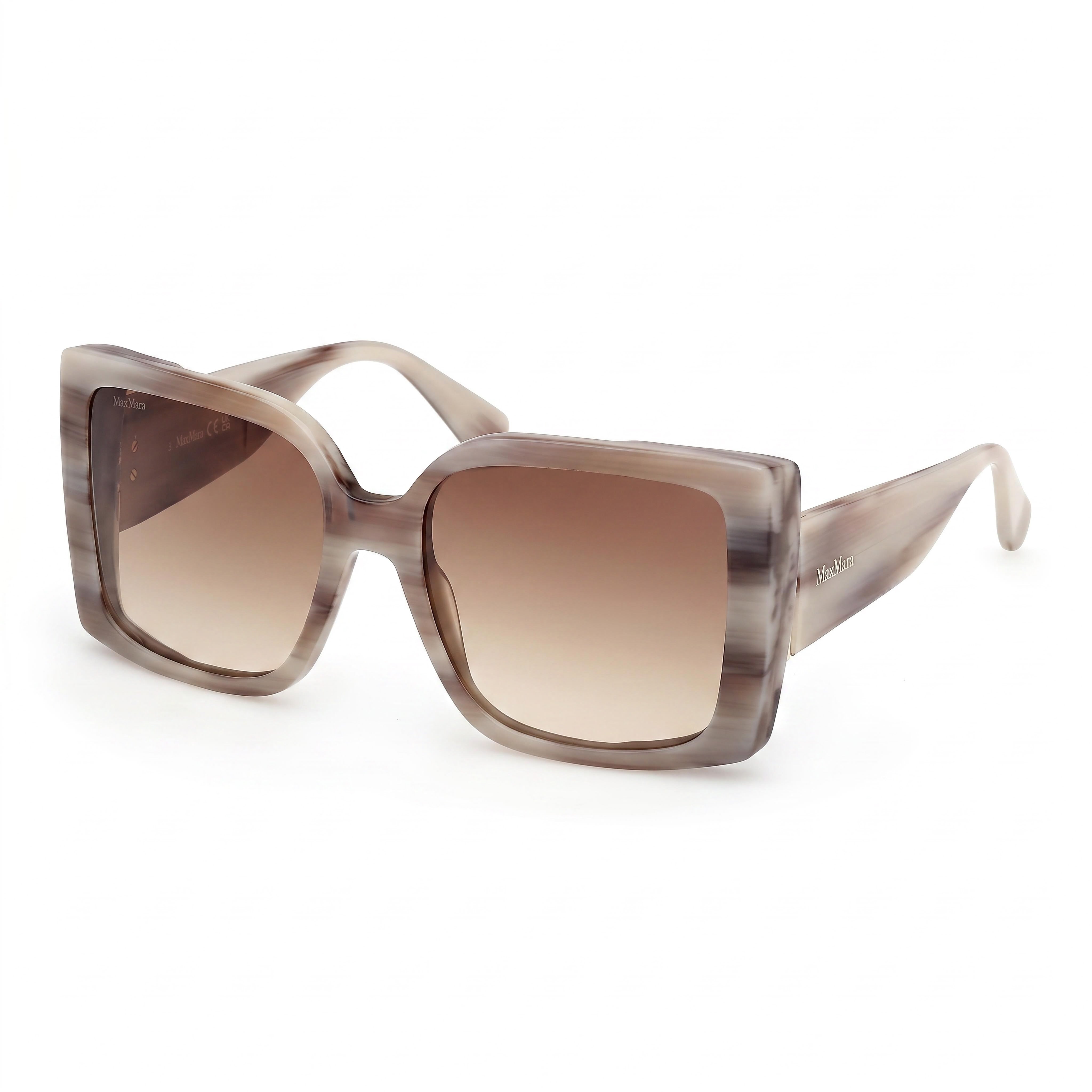 Gafas de sol MaxMara Mm0131 para mujer, de acetato, con rayas grises, protección UV 400, lentes marrones degradadas, 56 mm, Photo 1