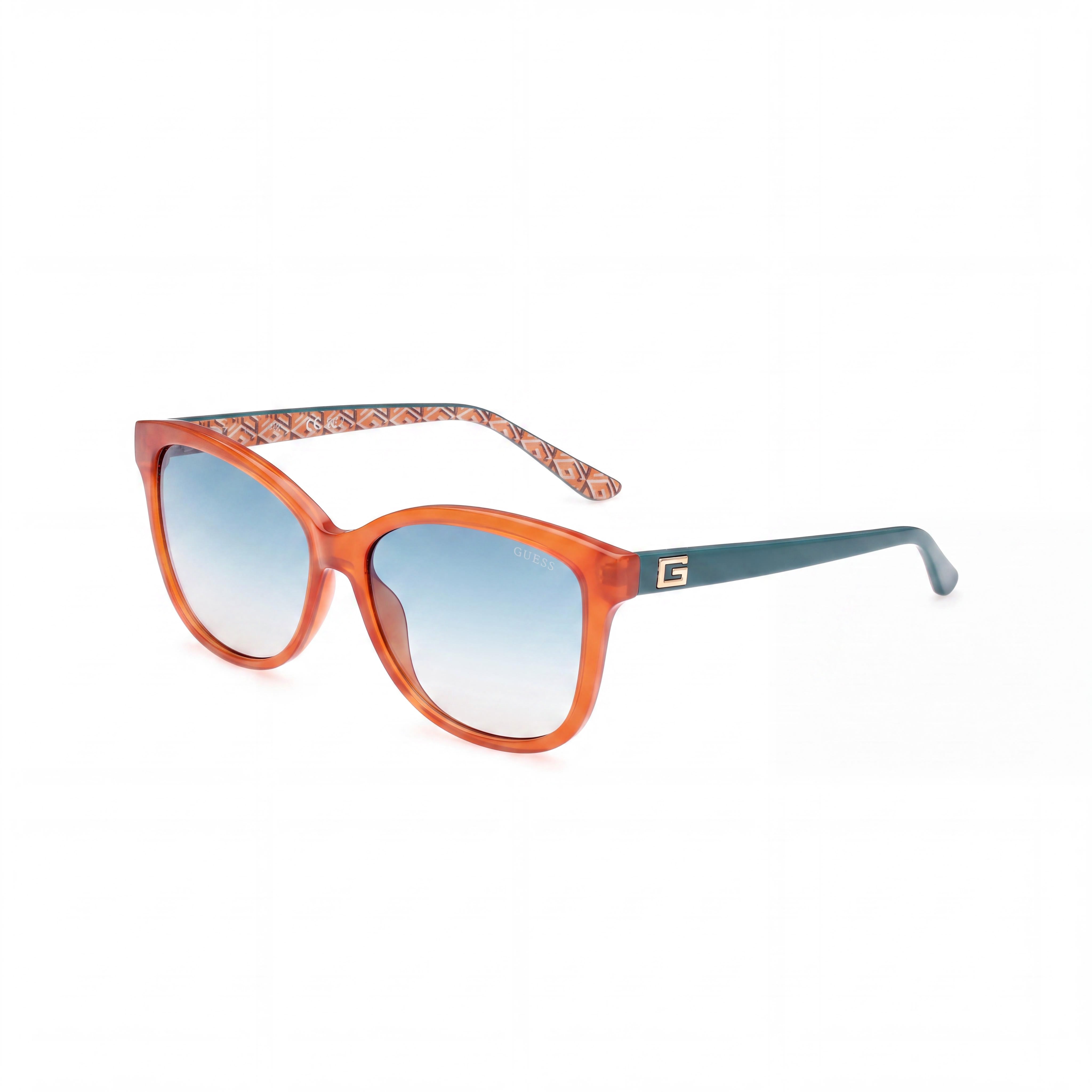 GUESS GU7920 Women's Sunglasses, UV Protective, Plastic Frame, Orange Multi-colour, Blue Mirror Lens, 58mm, Photo 1