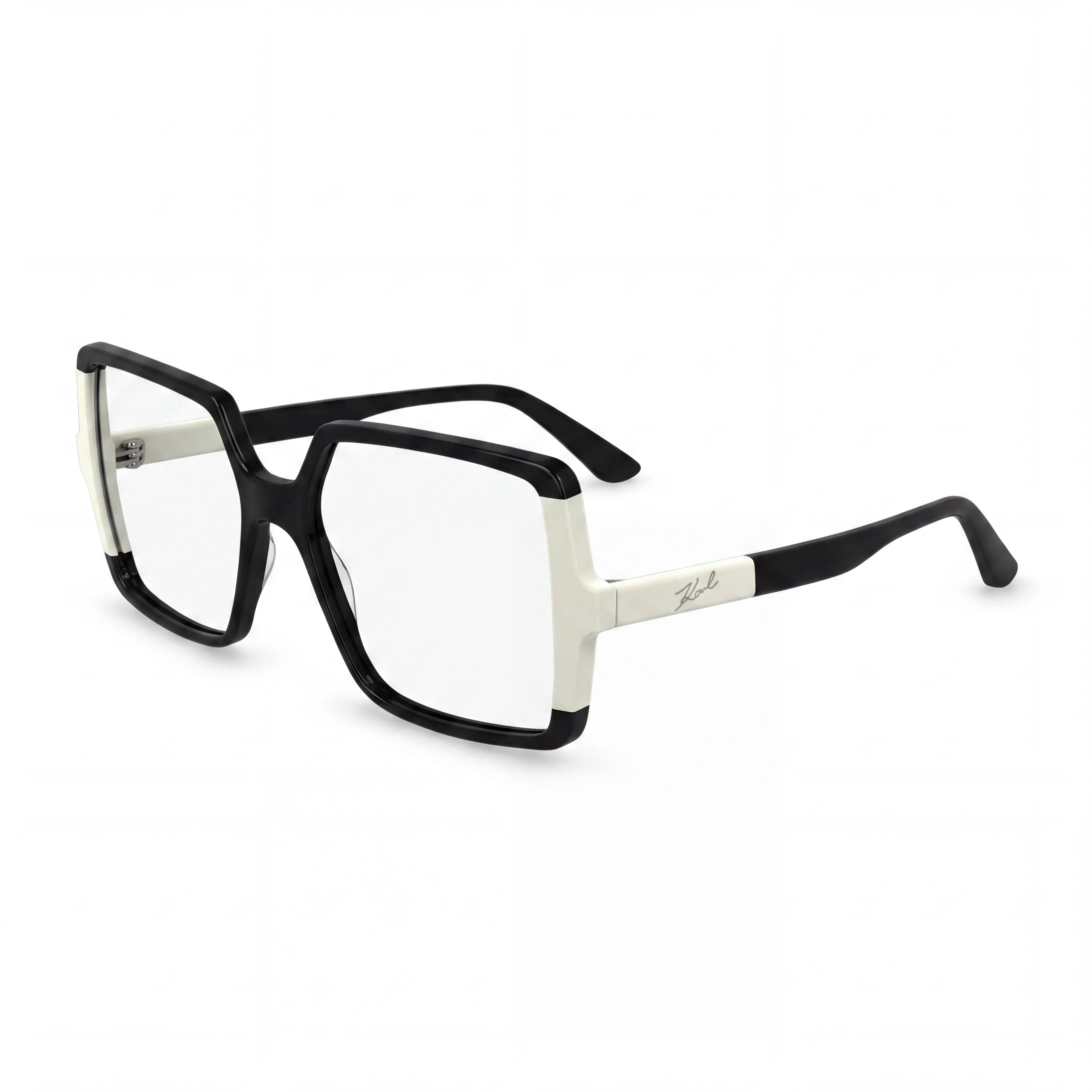 KARL LAGERFELD Kl6169 Gafas unisex de acetato negro/blanco transparente de policarbonato 54mm, Photo 1