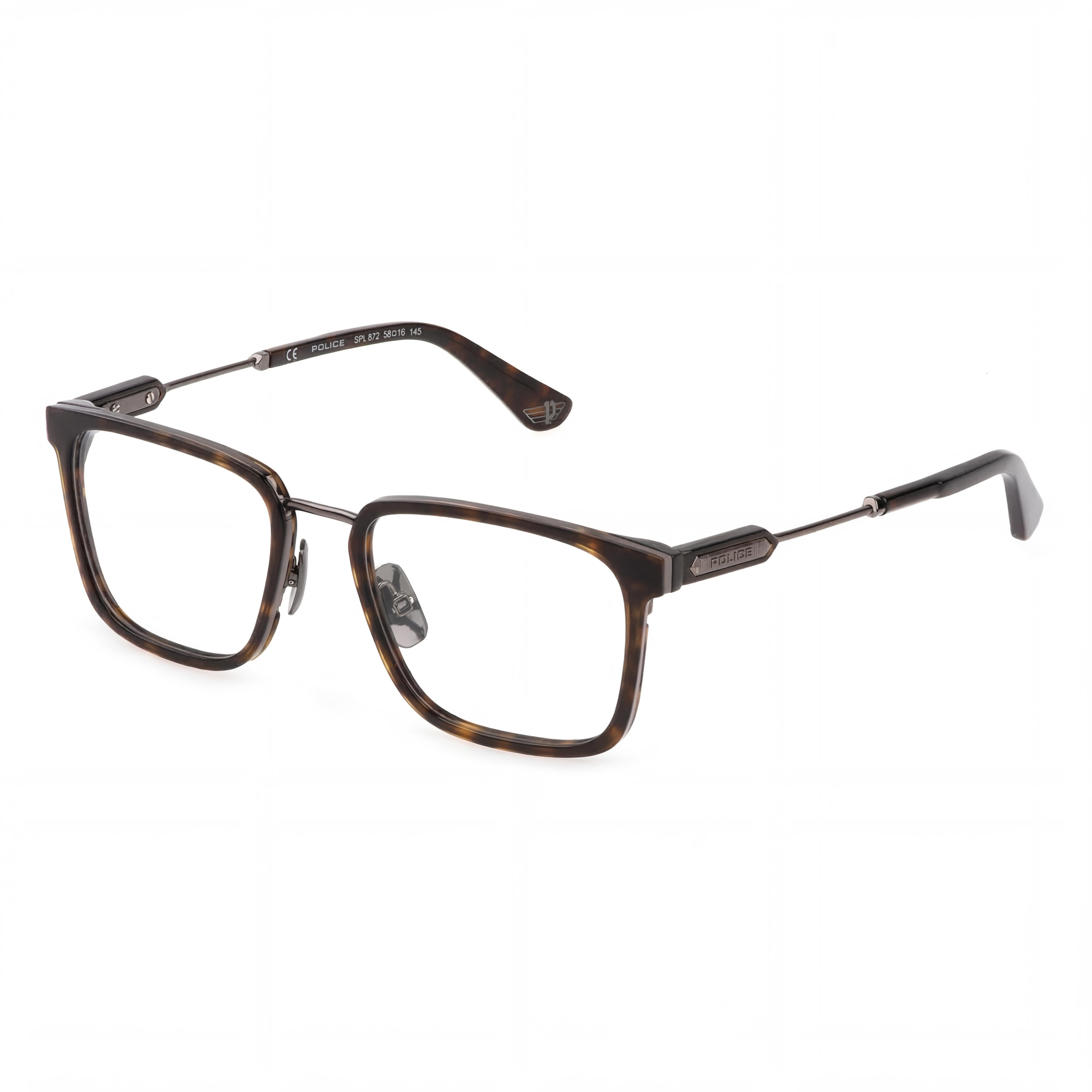 Gafas Police Classic VPLF09 para hombre con montura de aro de acetato y metal rutenio brillante, 53-19-145, Photo 1