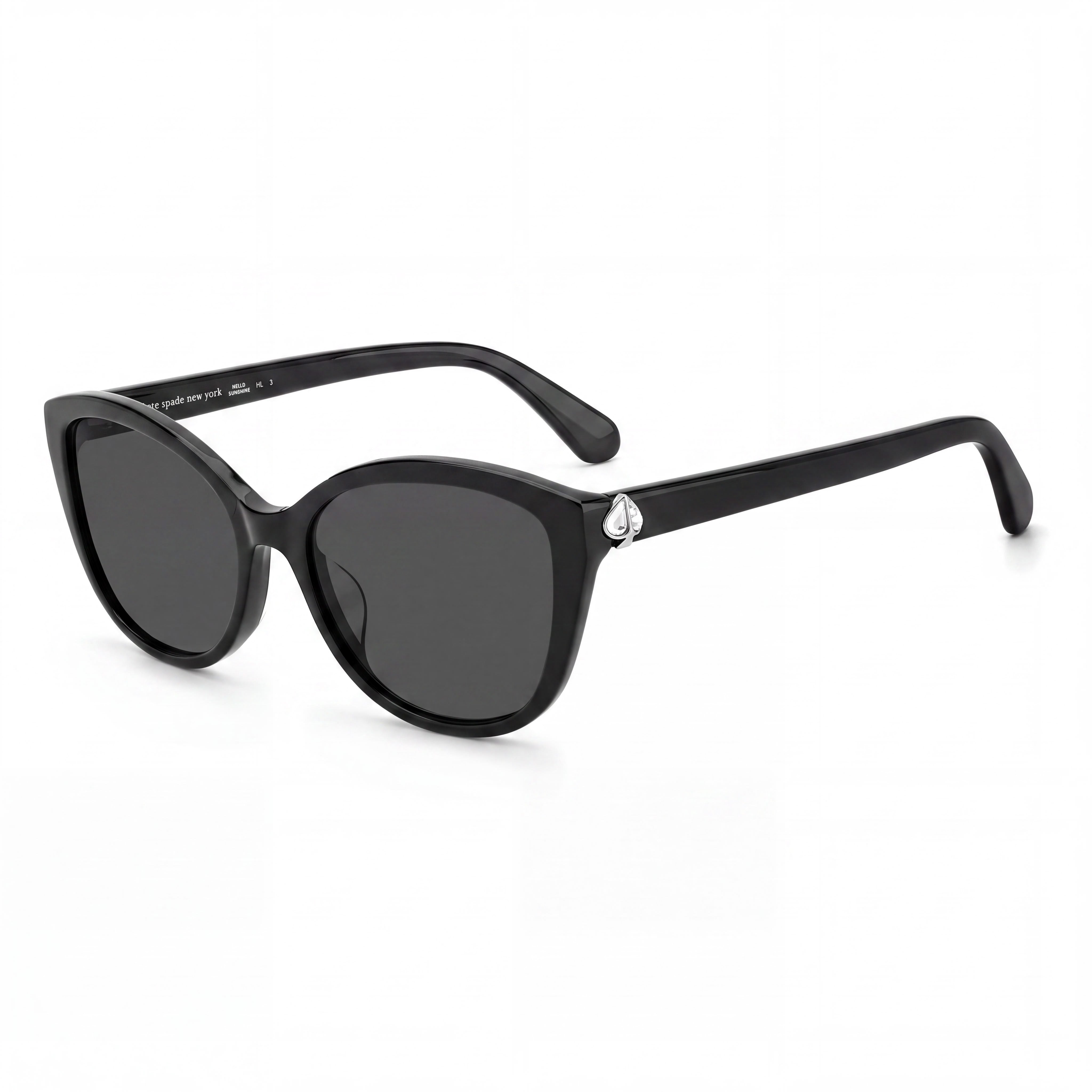 kate spade new york Hensley/G/S Women's Black Gray Plastic Frame Black Lens UV Protected Non-Polarized Sunglasses 55mm, Photo 1