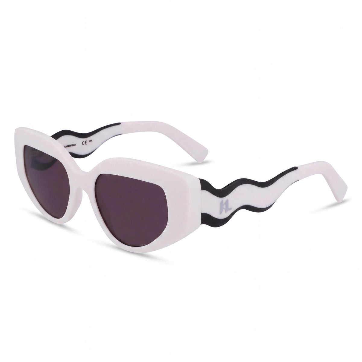 KARL LAGERFELD Kl6144s Women's Cat Eye Iniettato Sunglasses, Matte White, UV Protection, 50mm Lens, Photo 1