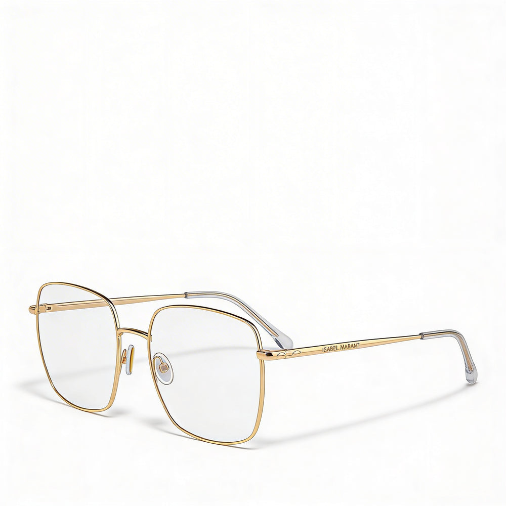 Gafas Cuadradas Unisex Isabel Marant Im0029 de Metal Oro Rosa con Puntas de Varilla de Acetato, Ancho de Lente 55mm