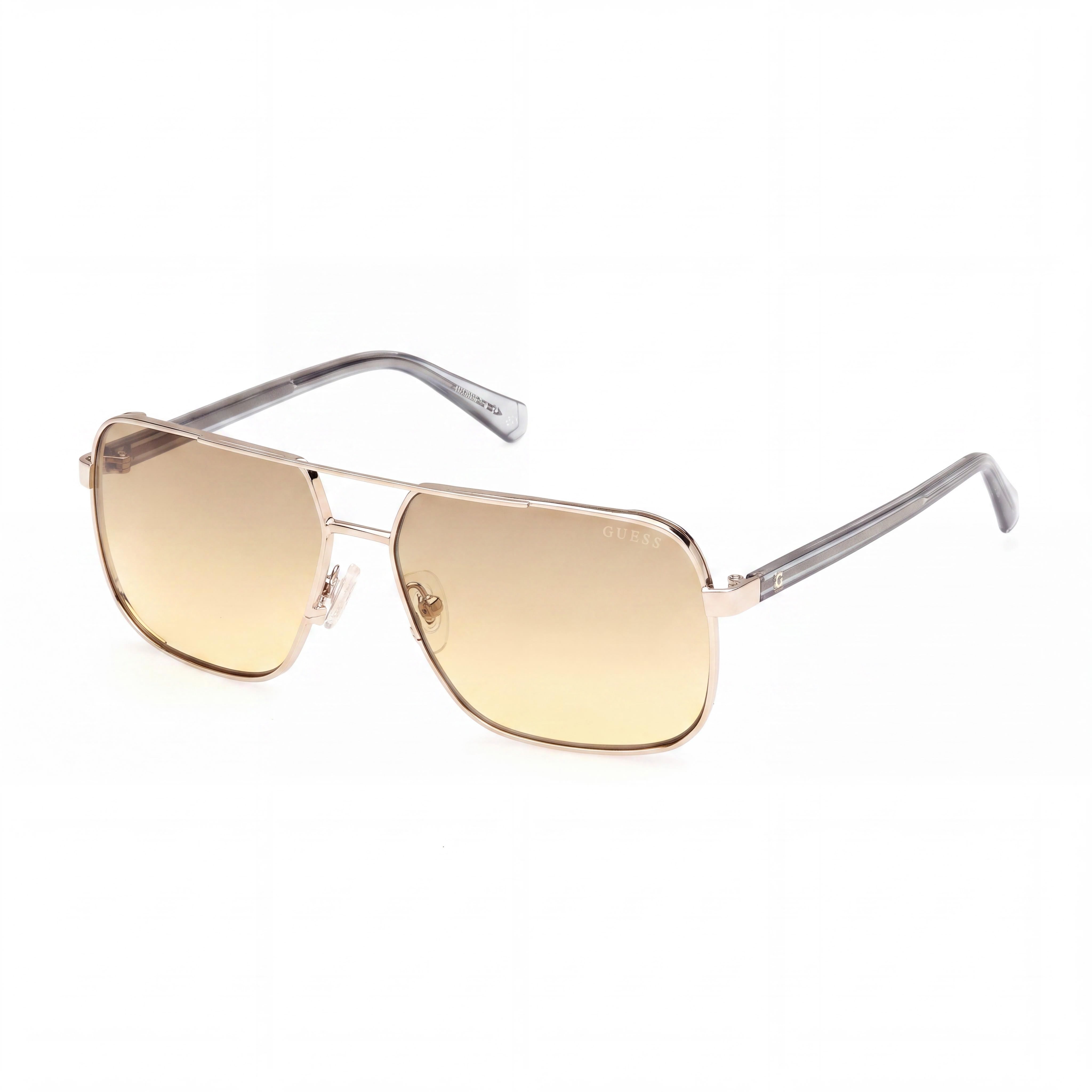 GUESS Classic Women's Metal Frame Sunglasses, Pale Gold/Grey Frame, Brown Gradient Lenses, UV Protection, 58mm, Photo 1