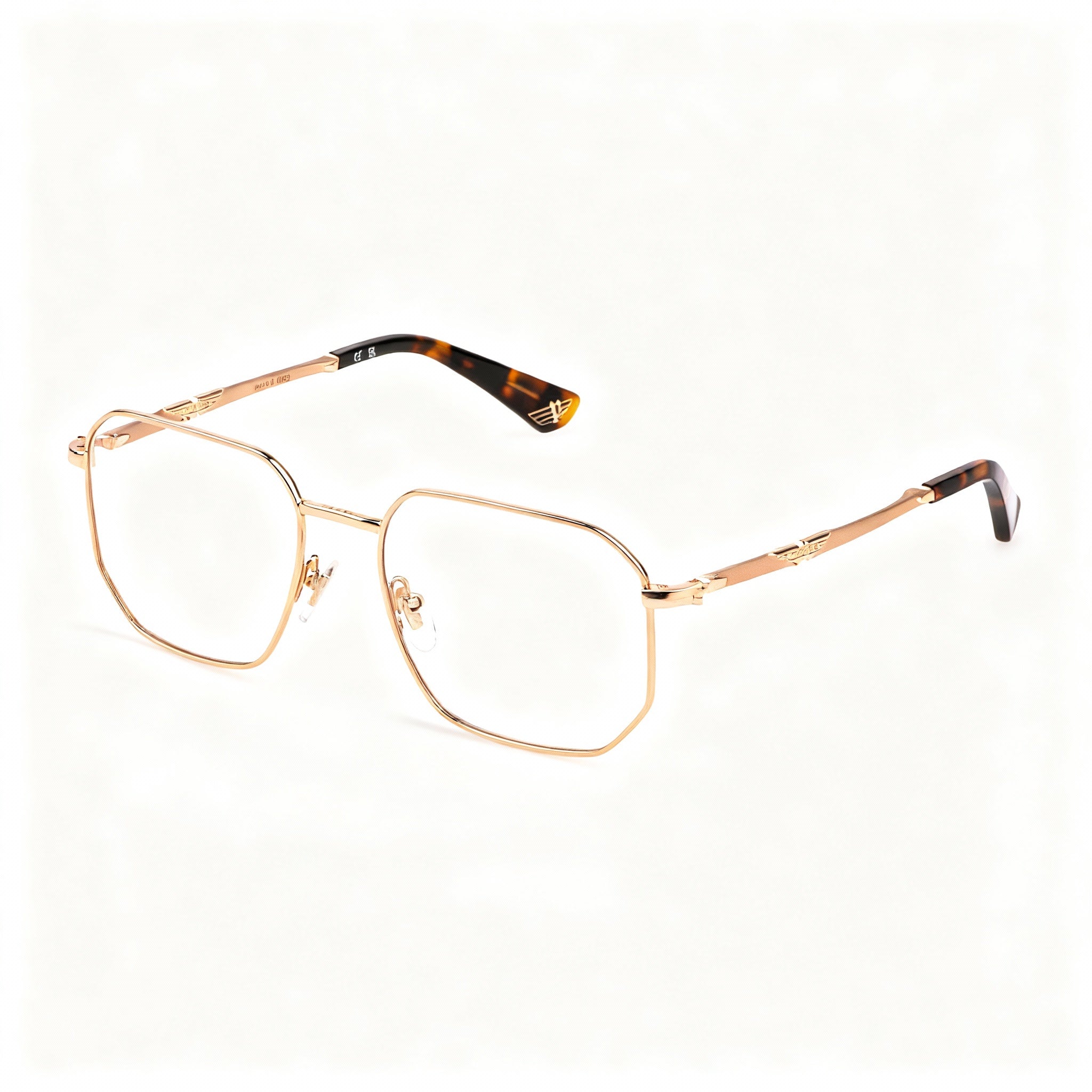 Police Modern Men's Metal Eyeglass Frame, Shiny Total Rose Gold, 53-18-145