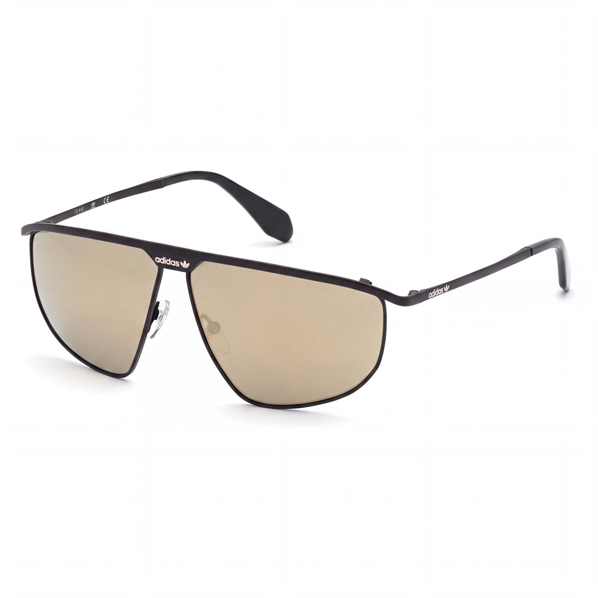 Gafas de sol para hombre adidas Originals OR0028 estilo piloto de metal, montura negro mate, lentes espejadas marrones, 62 mm, Photo 1