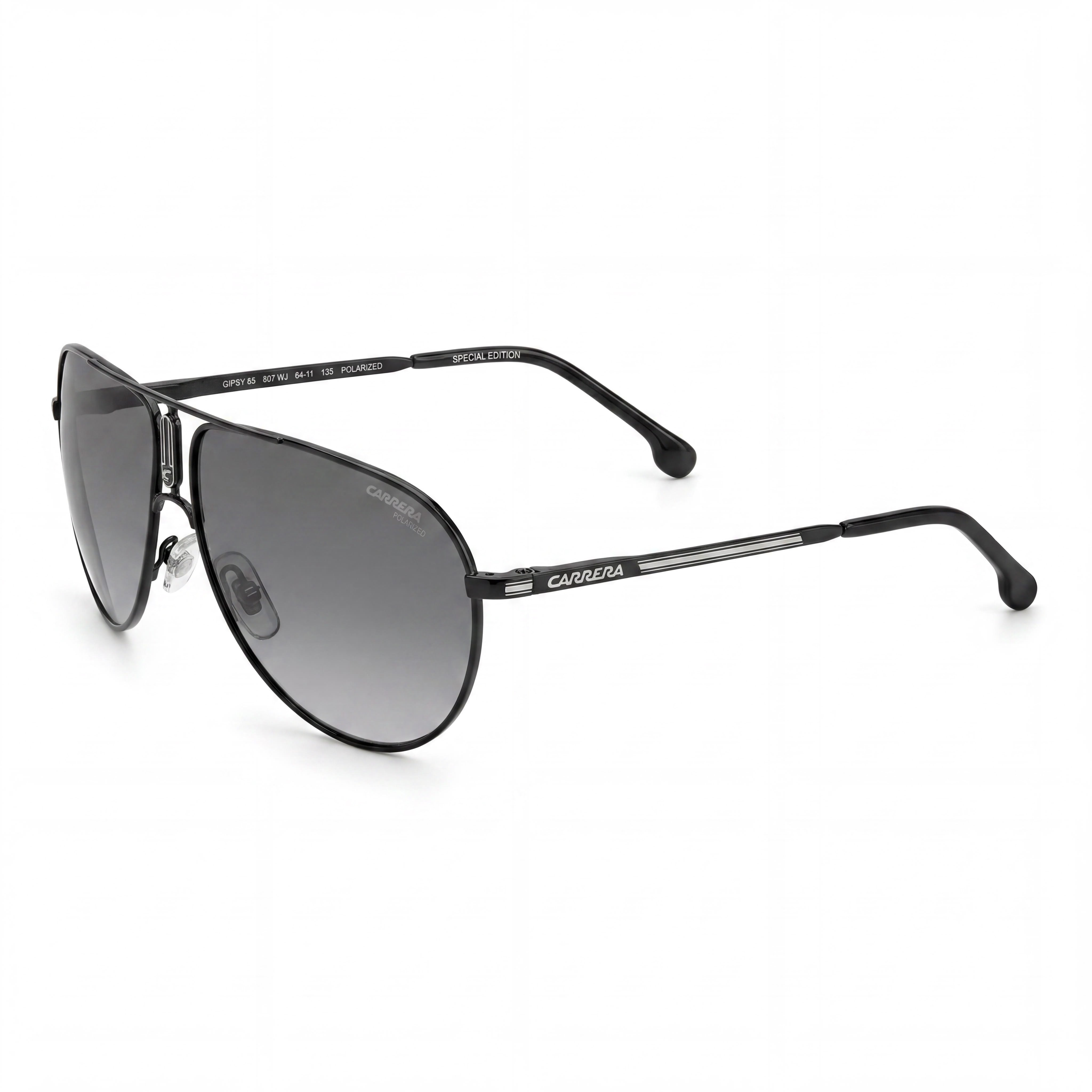 Gafas de sol Carrera GIPSY65 unisex de piloto de acero inoxidable, color negro y gris degradado, protección UV 100 %, 64 mm, Photo 1