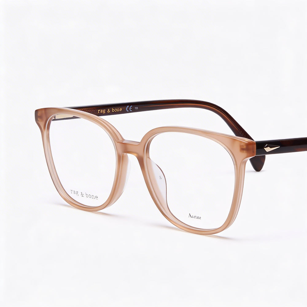 Gafas modernas de acetato marrón para mujer de Rag & Bone con lentes de 52 mm, puente de 16 mm y patillas de 140 mm