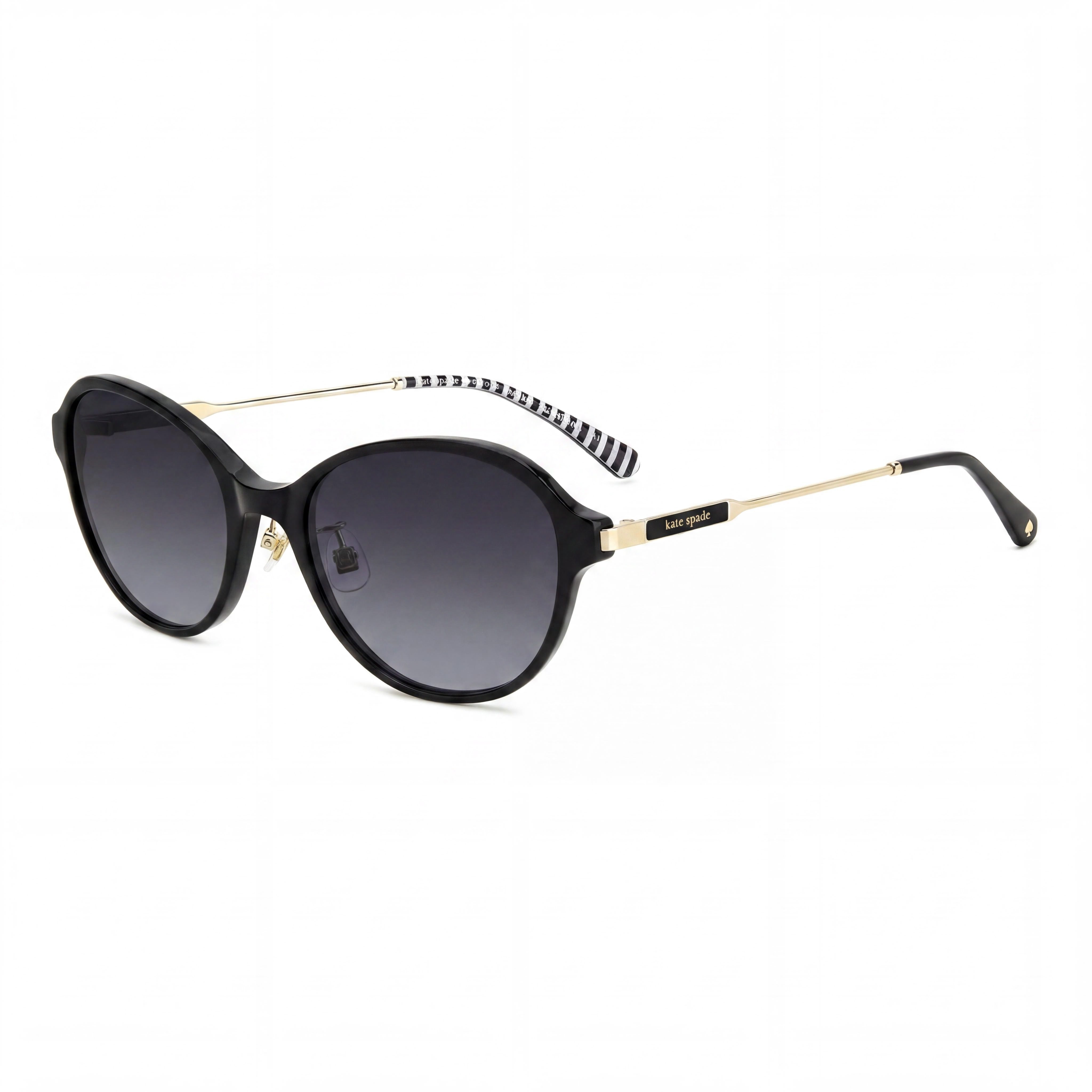 Kate Spade New York Casual Women's Black Acetate Frame Dark Grey Shaded Non-Polarized Sunglasses 56-19-140, Photo 1