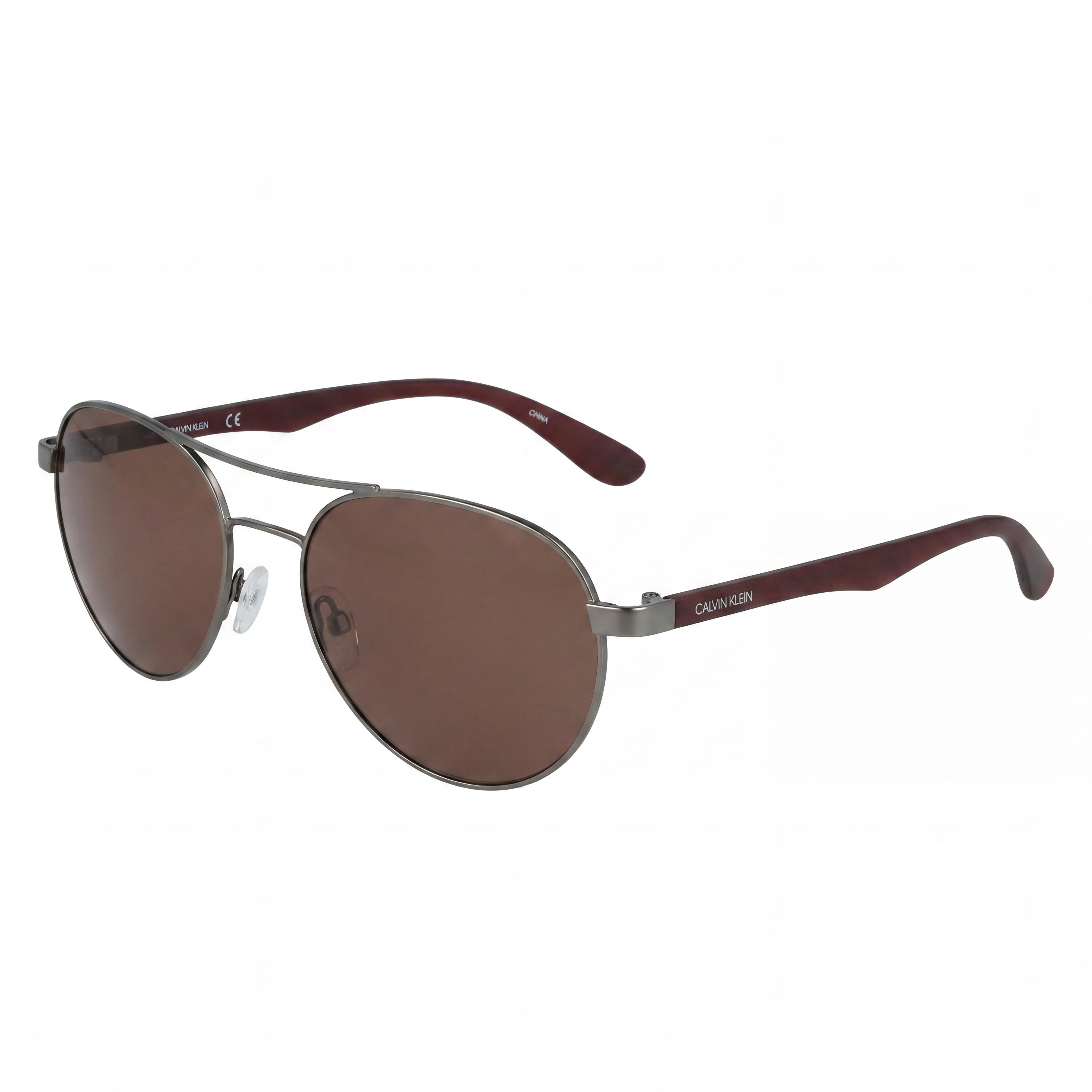 Calvin Klein Women's Ck19313s Metal Matte Gunmetal Burgundy UV Protection Sunglasses 55mm, Photo 1