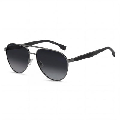 Hugo Boss Contemporary Unisex Brown Dark Ruthenium Grey Alloy Steel UV Protection Sunglasses 60mm