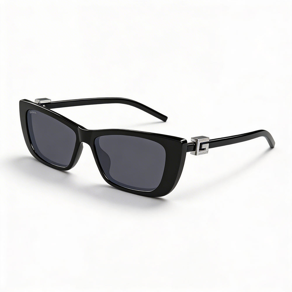 Gafas de sol unisex Gucci Modern rectangulares de acetato con forma de ojo de gato, montura gris negra, protección UV, sin polarizar, 53 mm