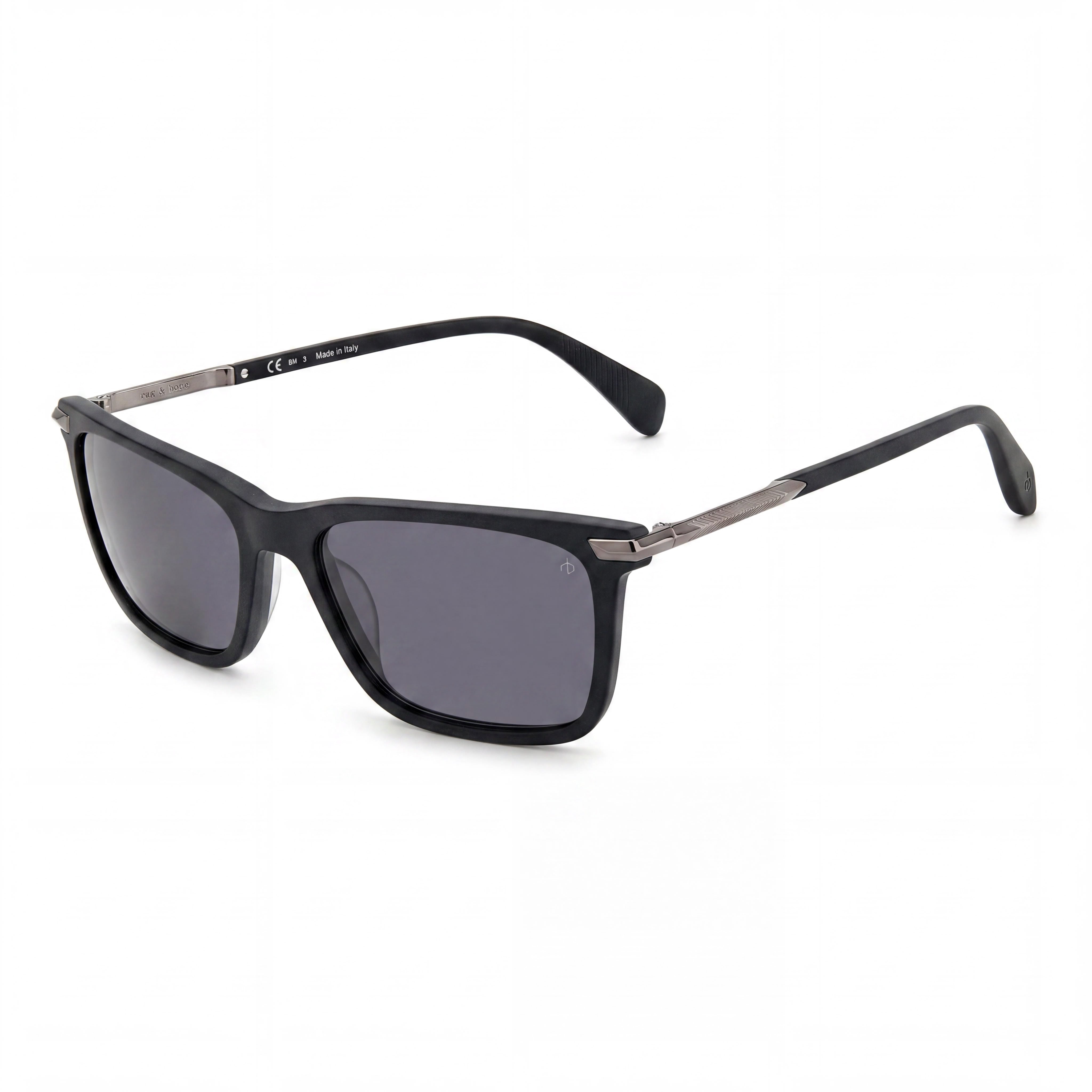 rag & bone Modern Men’s Acetate Frame Sunglasses with Matte Black Polycarbonate Lenses, 56mm Lens Width, Photo 1