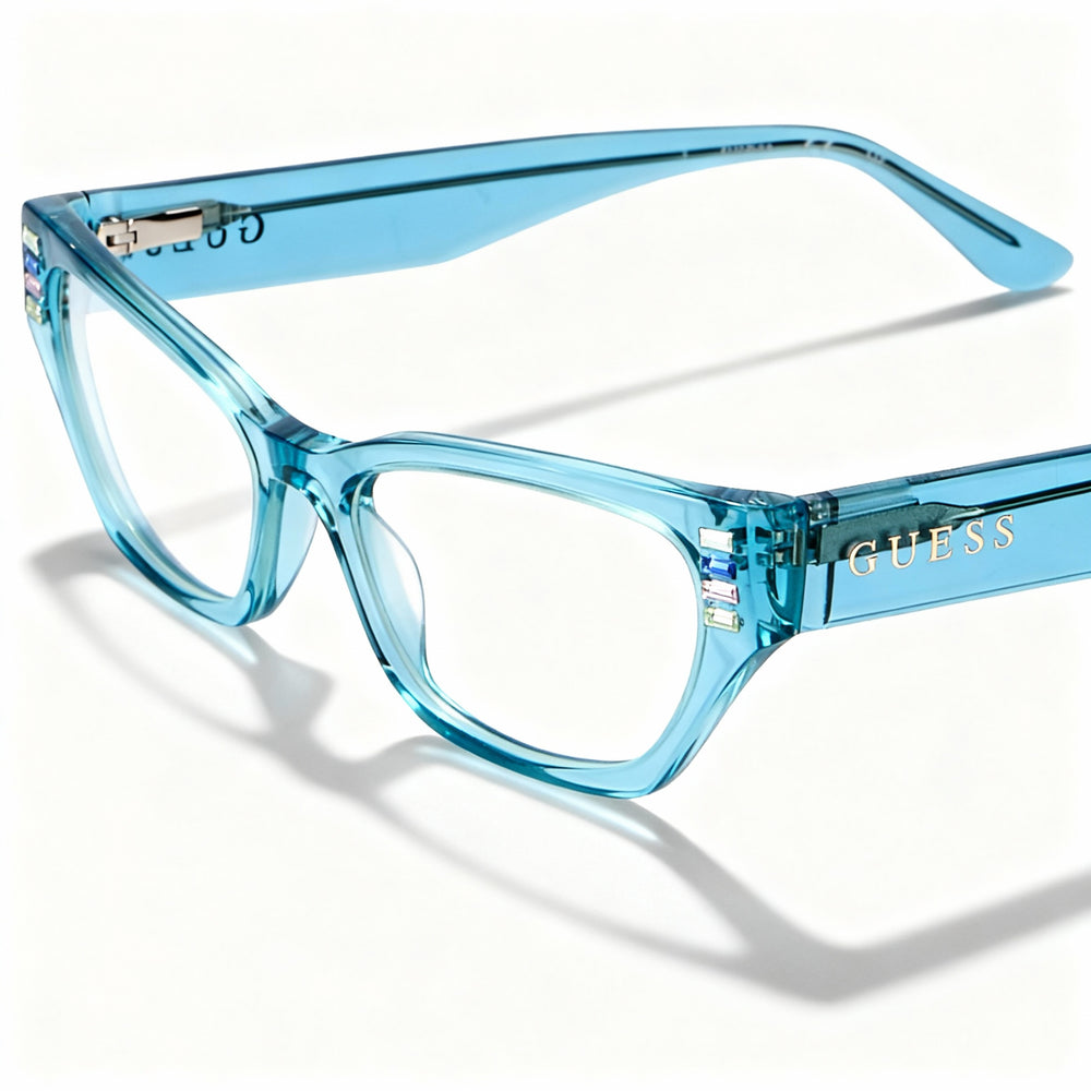 GUESS GU2967 Women's Modern Eyeglass Frames, Bright Turquoise Plastic, Lens 51mm, Bridge 16mm, Temple 145mm