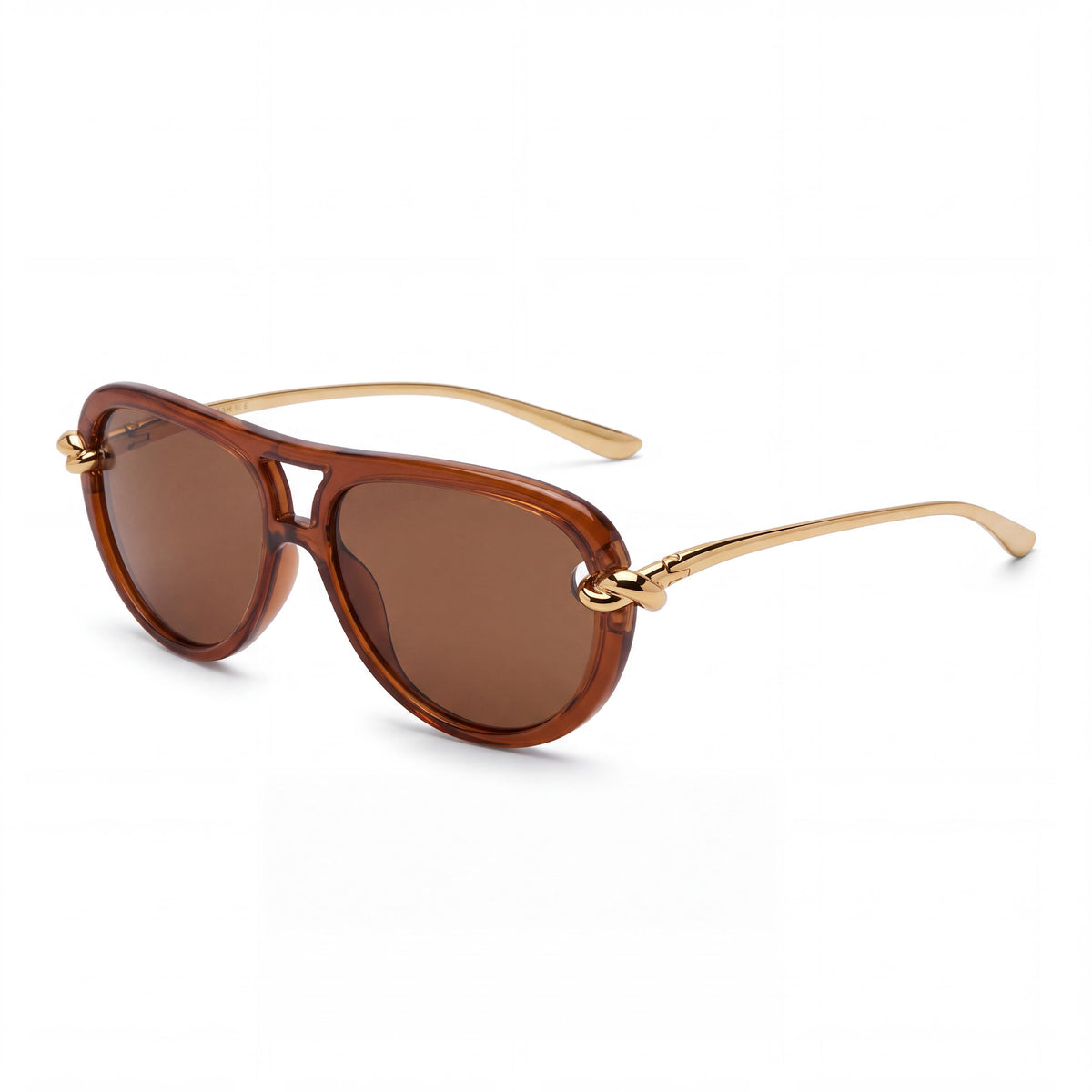 Bottega Veneta 1418s-004 Women's Aviator Sunglasses Brown Gold Brown Acetate Frame with Brown Lenses 58mm, Photo 1
