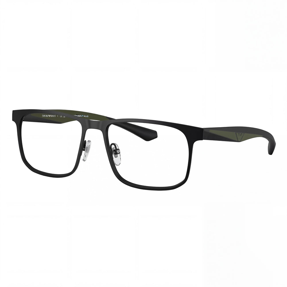 Montura óptica de metal para mujer Emporio Armani Ea1163, negro mate, hecha para uso diario, 55 mm de ancho de lente