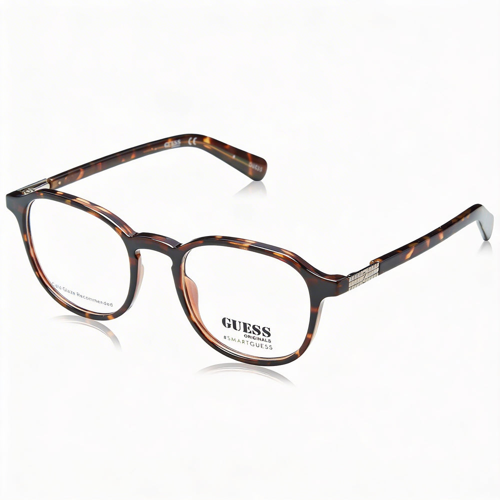 Guess Casual Unisex Blonde Havana Plastic Frame Transparent Non- Lenses Eyewear 53mm