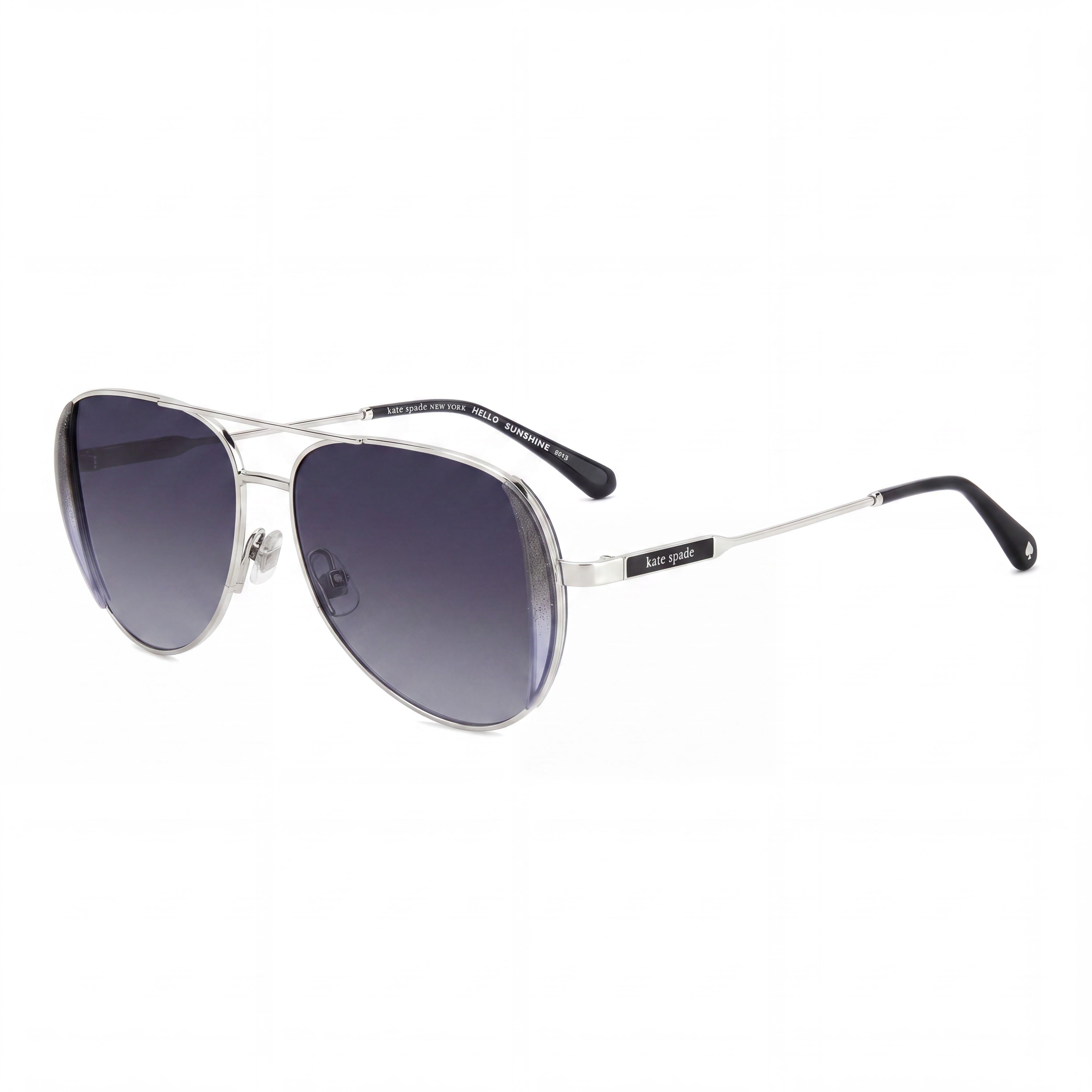 Gafas de sol para mujer Kate Spade New York Ks Navy/G/S de acero inoxidable con purpurina negra, paladio gris oscuro sombreado y protección UV 53-14-140, Photo 1