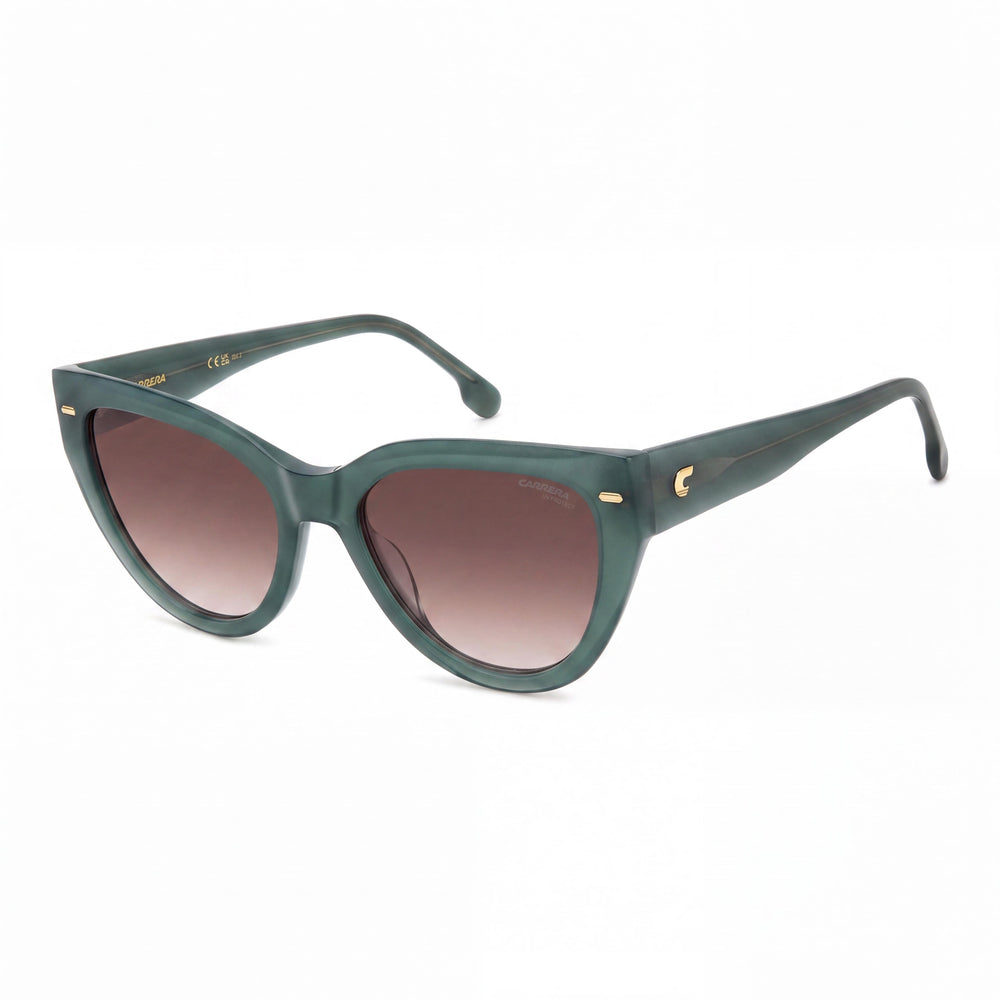 Carrera 3017/S Women's Green Acetate Cat Eye Sunglasses with Brown Shaded Lenses providing UV Protection 55mm