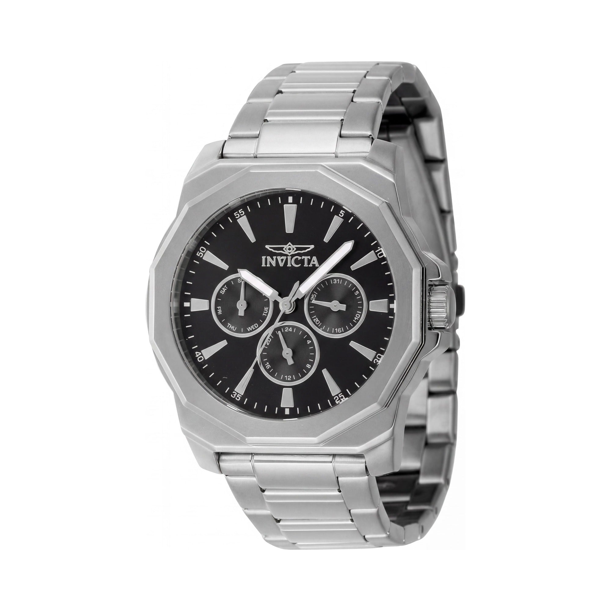 Reloj Invicta 46842 Fashion para hombre, de cuarzo, de 42 mm, de acero inoxidable plateado con esfera negra y resistente a arañazos., Photo 1