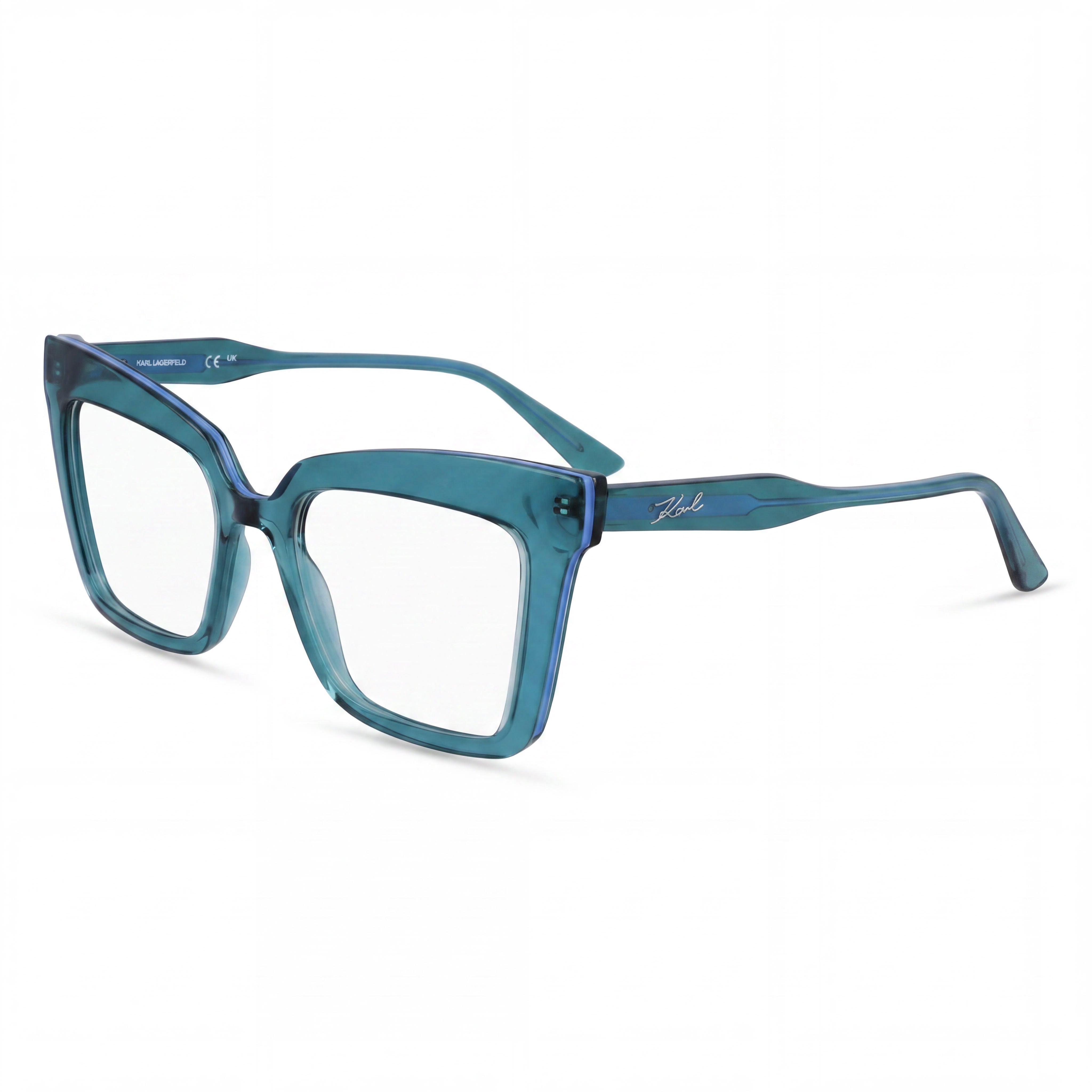 KARL LAGERFELD Modern Women's Injected Frame Sunglasses, Featuring Petrol Frame and Lenses, Size 51-18-140mm, Photo 1
