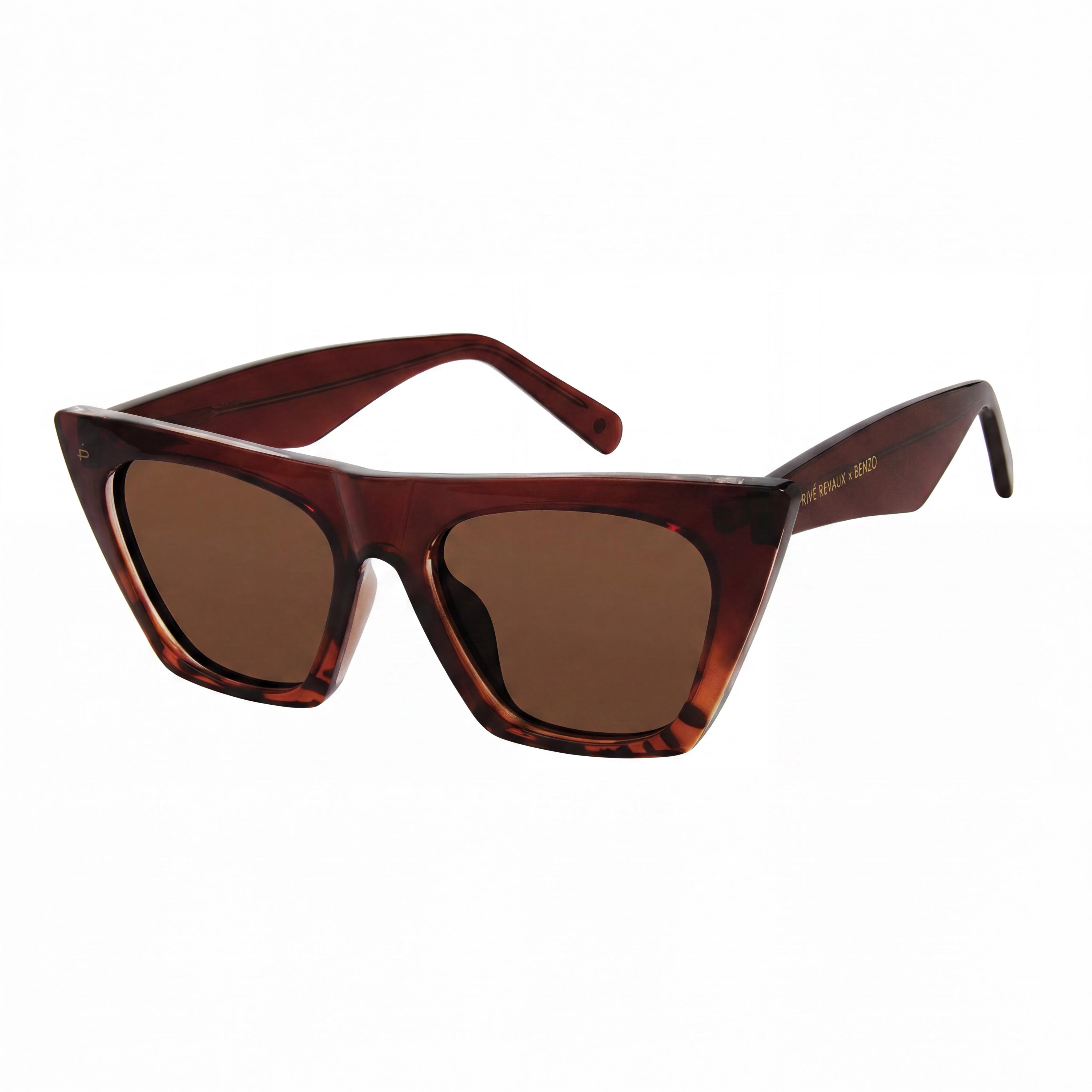 PRIVÉ REVAUX Gafas de sol modernas de mujer con montura de ojo de gato, montura de propionato color carey chocolate, lentes marrones Haven, protección UV, 51 mm, Photo 1
