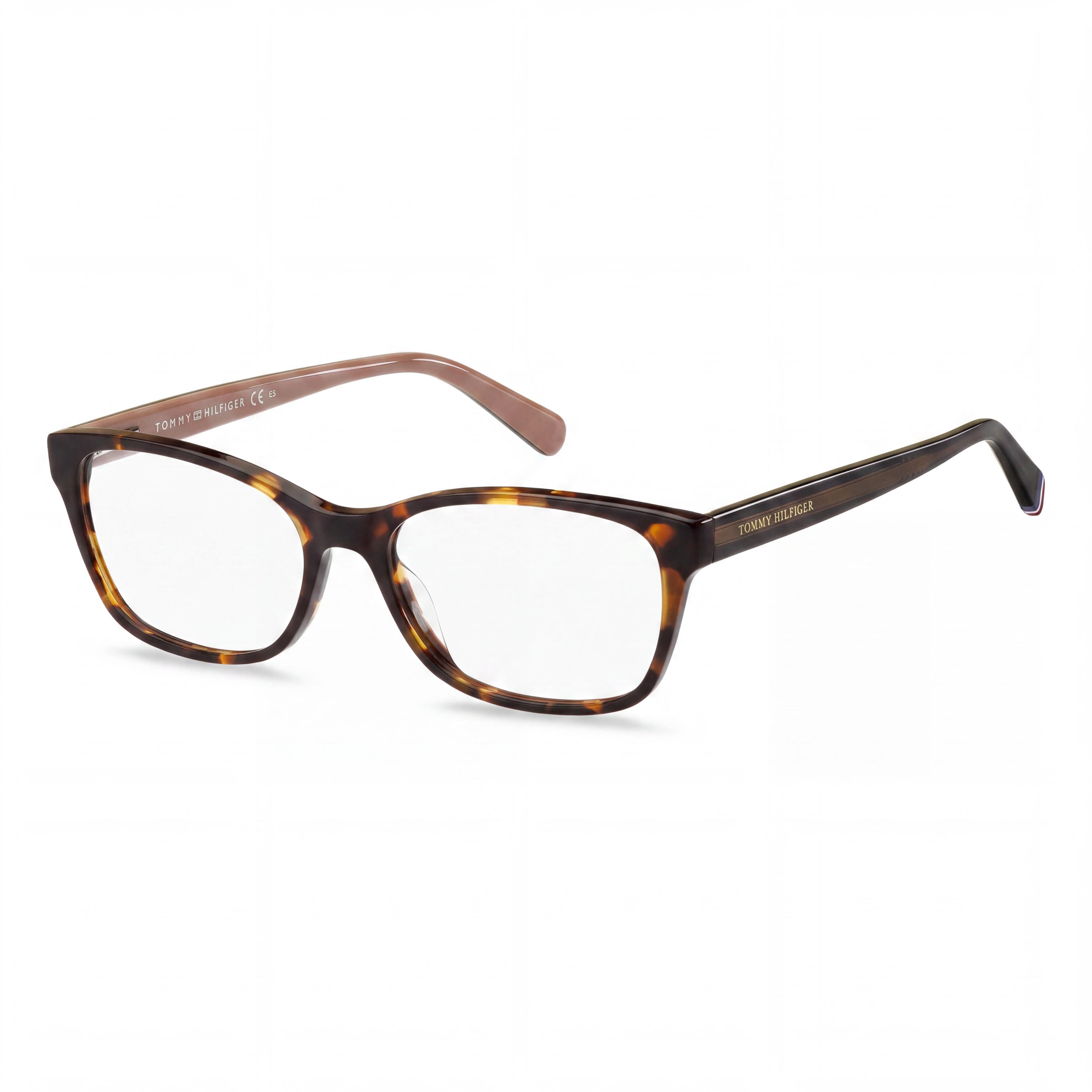 Tommy Hilfiger TH 2008 Women's Rectangular/Square Plastic Eyeglasses, Havana 52-16-140, Photo 1